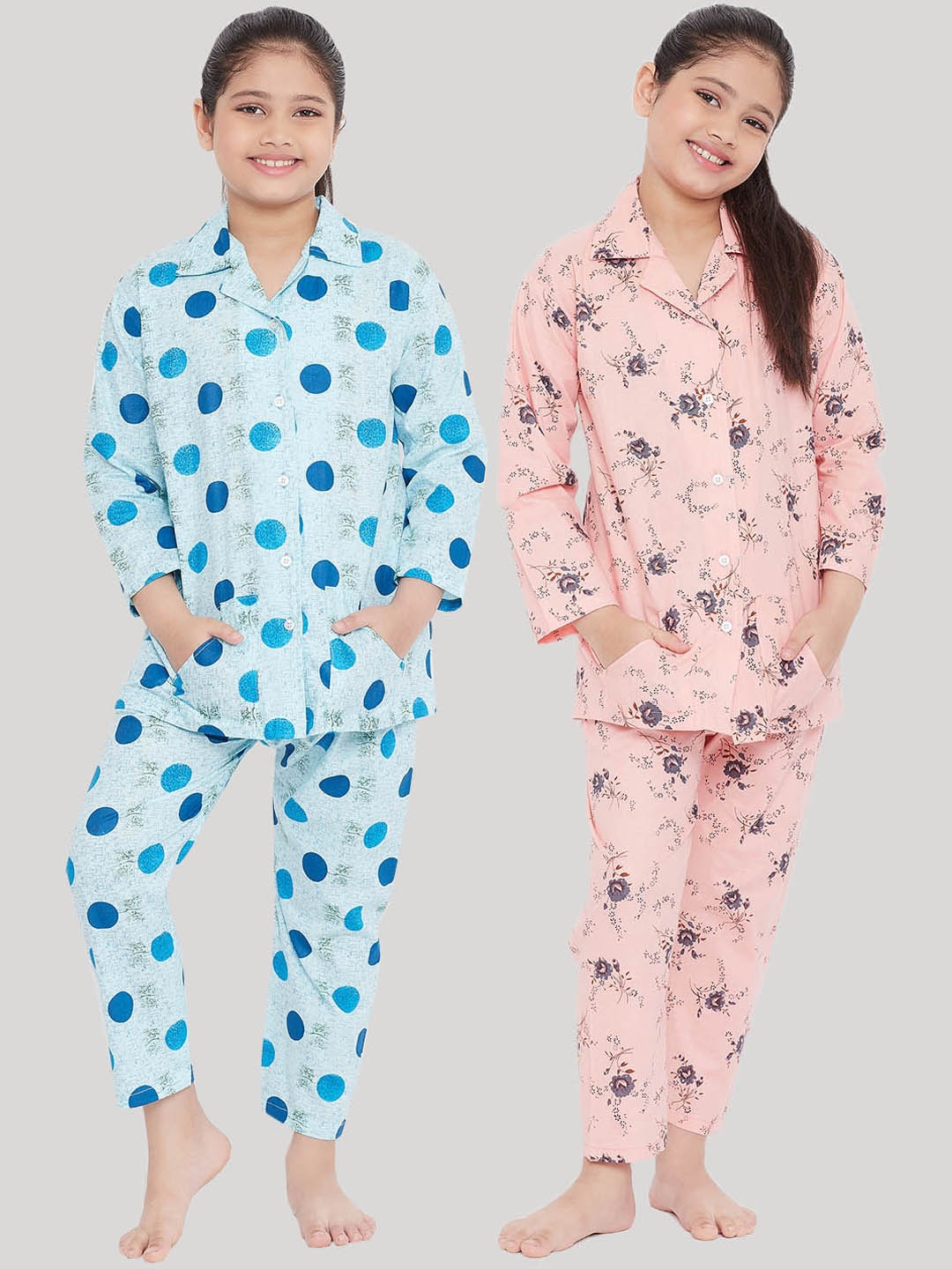 

KYDZI Girls Set of 2 Multi Printed Rayon Nightsuits