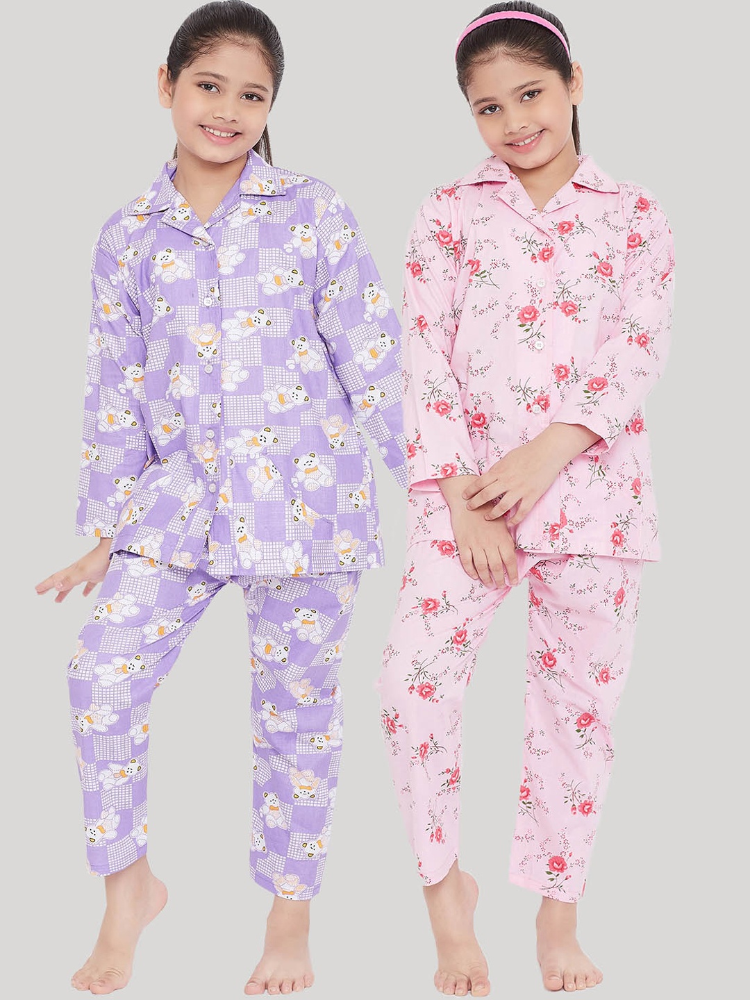 

KYDZI Girls Pack of 2 Printed Night suit, Blue