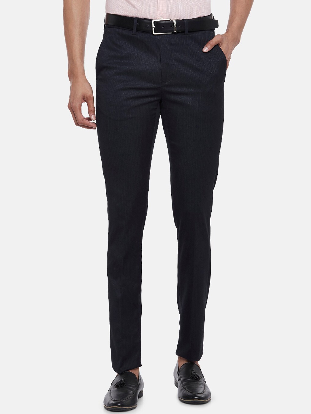 

BYFORD by Pantaloons Men Navy Blue Slim Fit Trousers