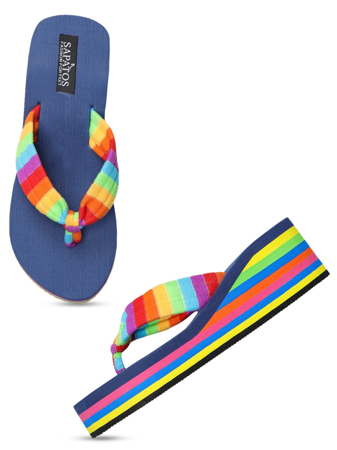 

SAPATOS Multicoloured Colourblocked Wedge Sandals, Multi