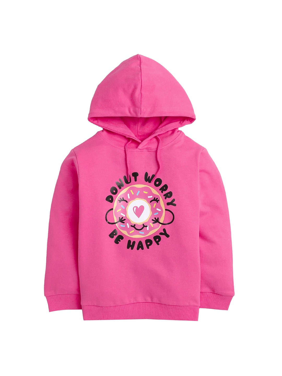 

BUMZEE Girls Pink Printed Hooded Sweatshirt