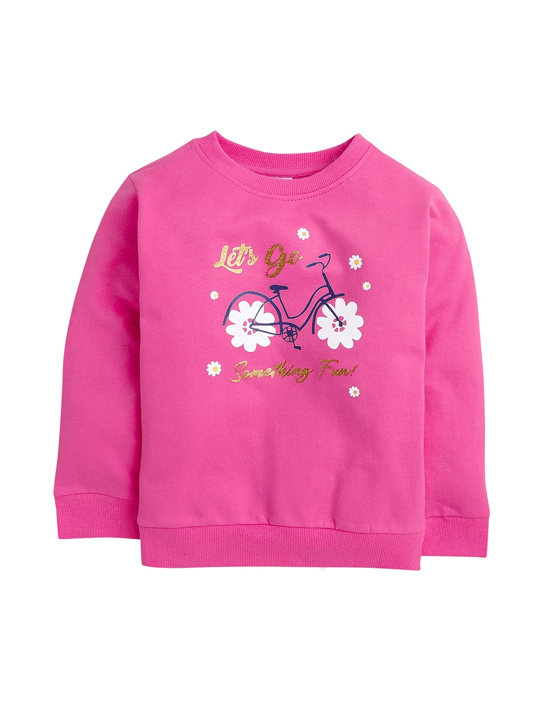 

BUMZEE Girls Pink Printed Cotton Sweatshirt