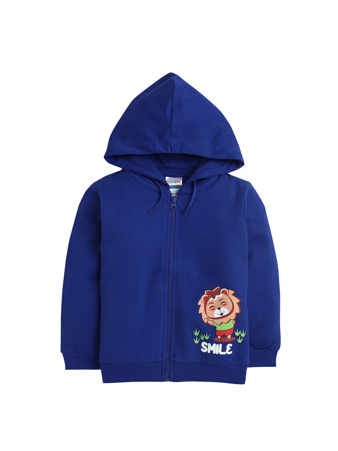 

BUMZEE Boys Blue Hooded Cotton Sweatshirt