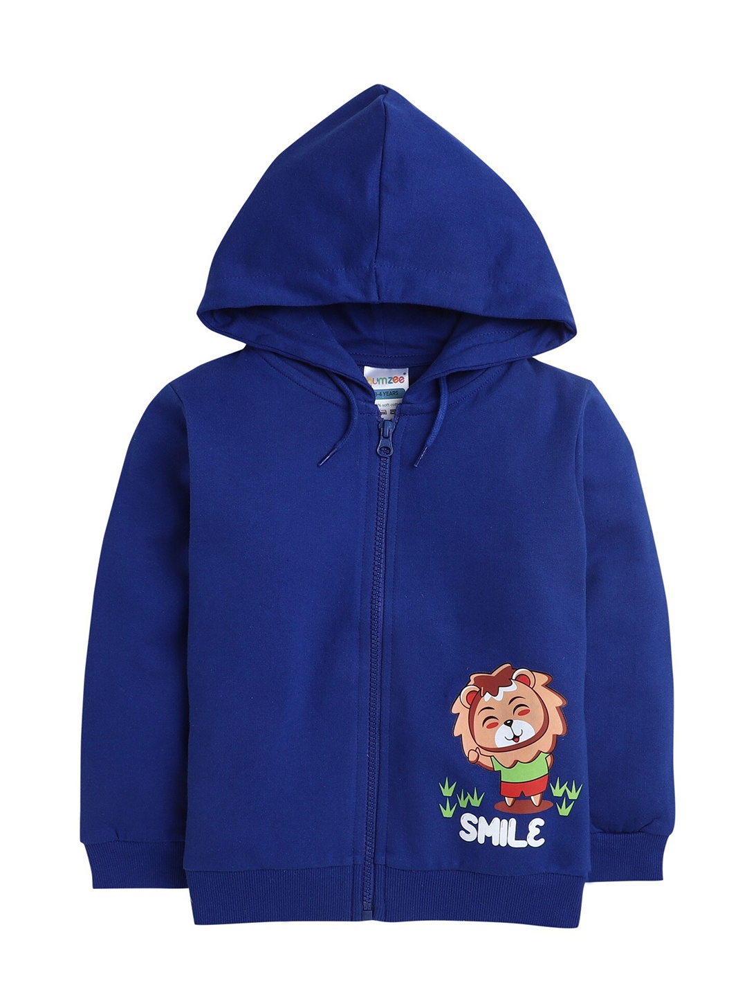 

BUMZEE Boys Blue Cotton Hooded Sweatshirt