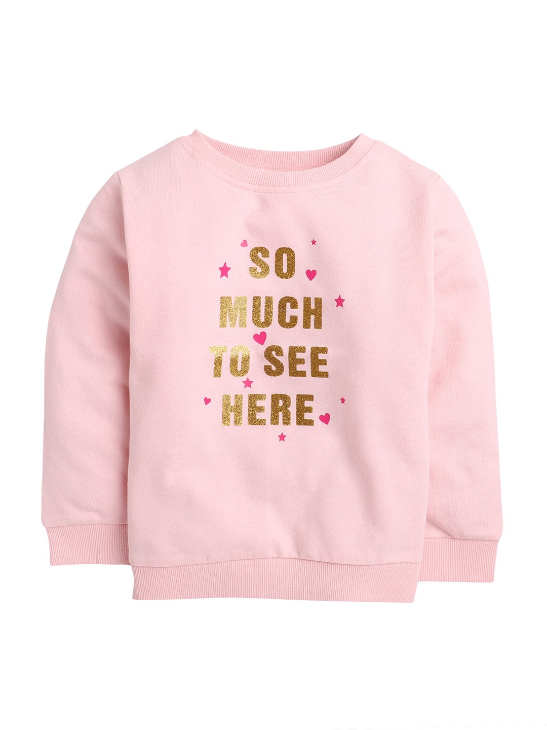 

BUMZEE Girls Pink Printed Cotton Sweatshirt