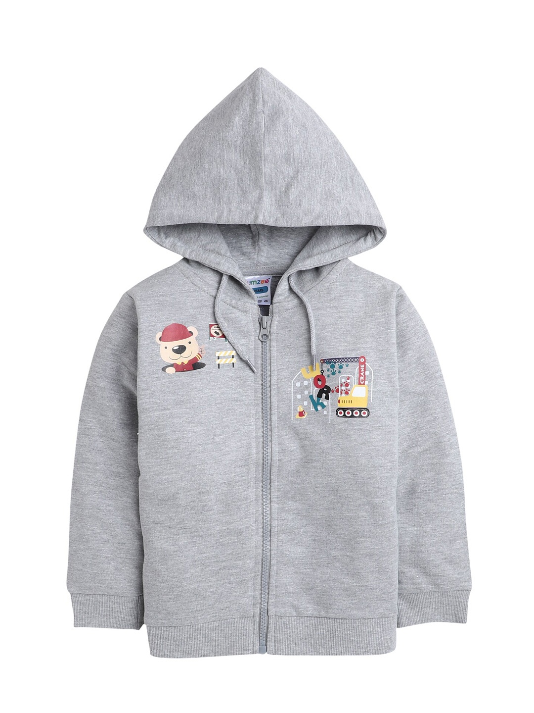 

BUMZEE Boys Grey Printed Hooded Sweatshirt