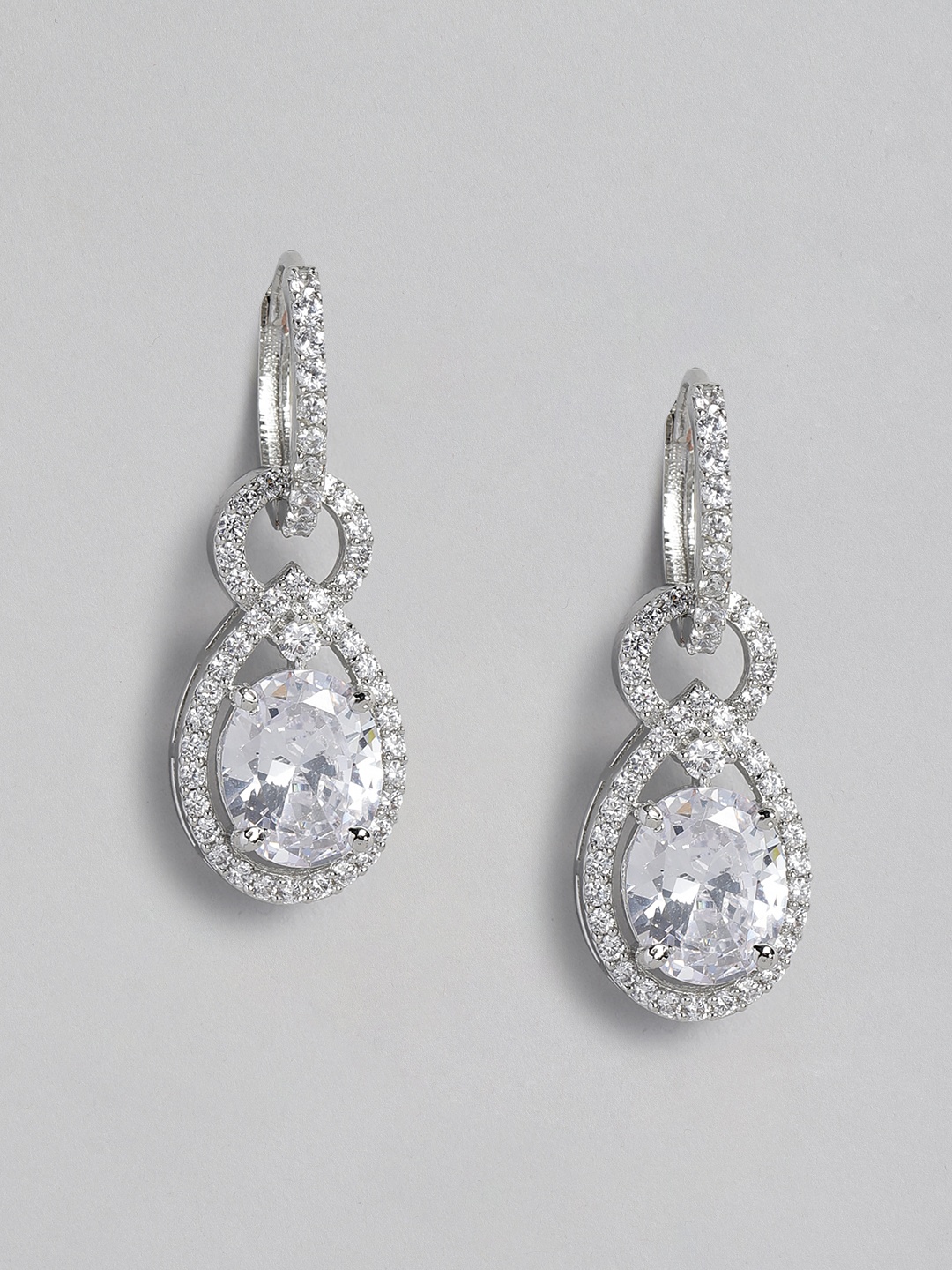 

MIDASKART Silver-Toned Teardrop Shaped Drop Earrings