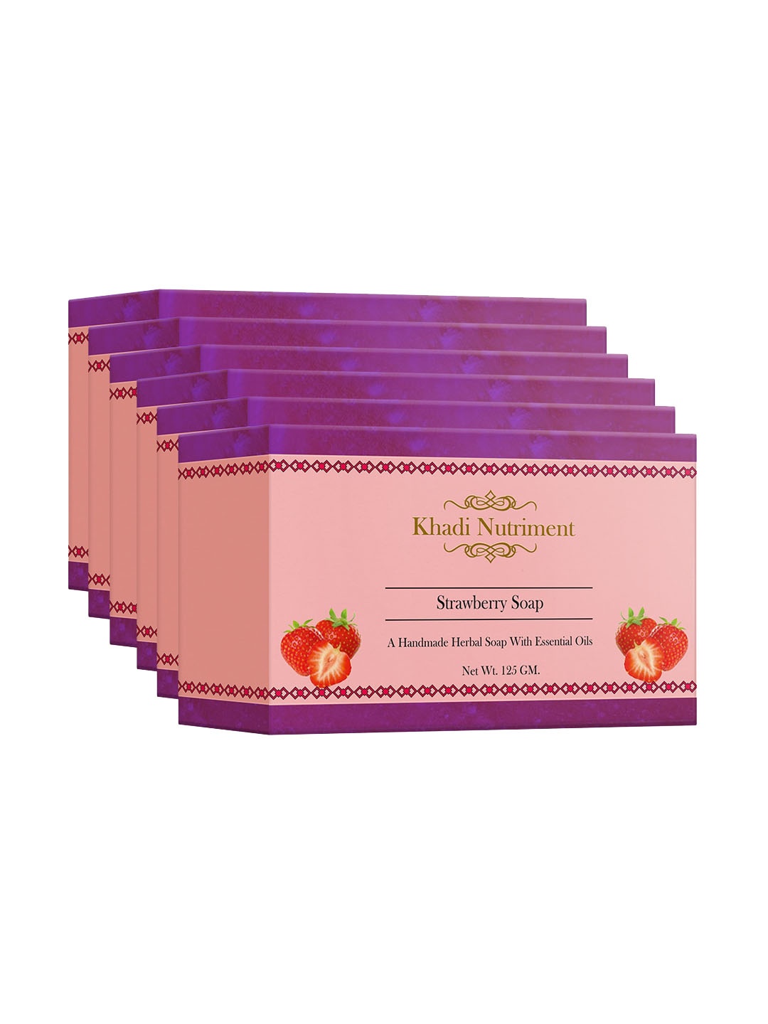 

Nutriment Set of 6 Khadi Strawberry Soap 750 gm, Purple
