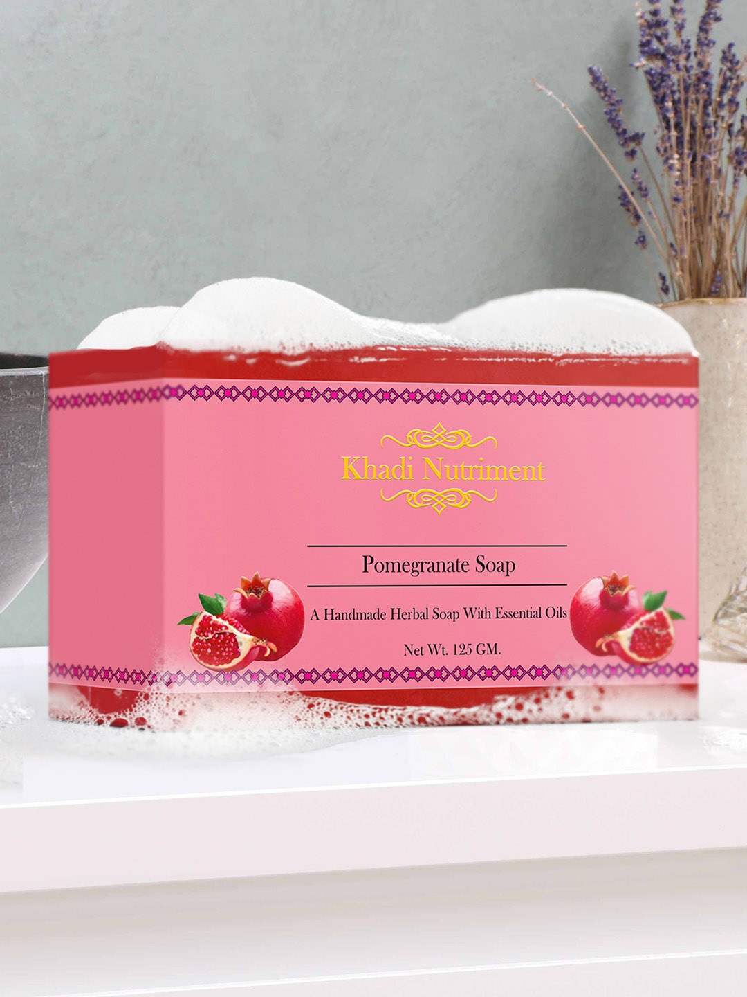 

Nutriment Set of 6 Khadi Pomegranate Soap 750g, Red