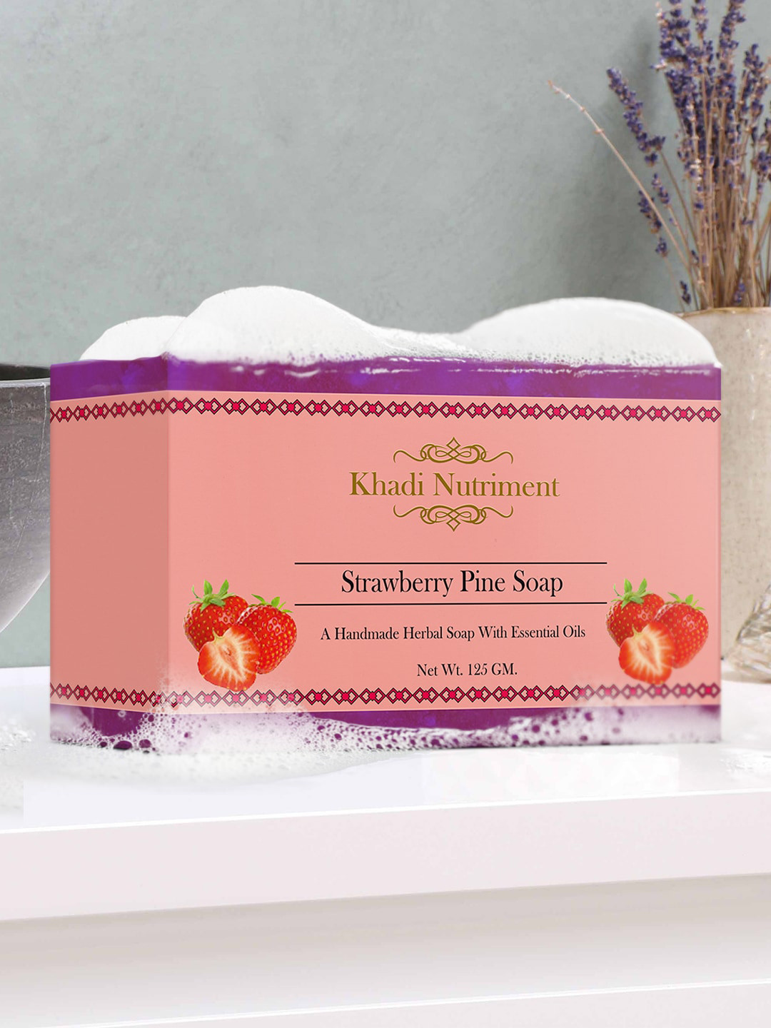 

Nutriment Pack of 6 Khadi Nutriment Strawberry Pine Soap - 125 g Each, Pink