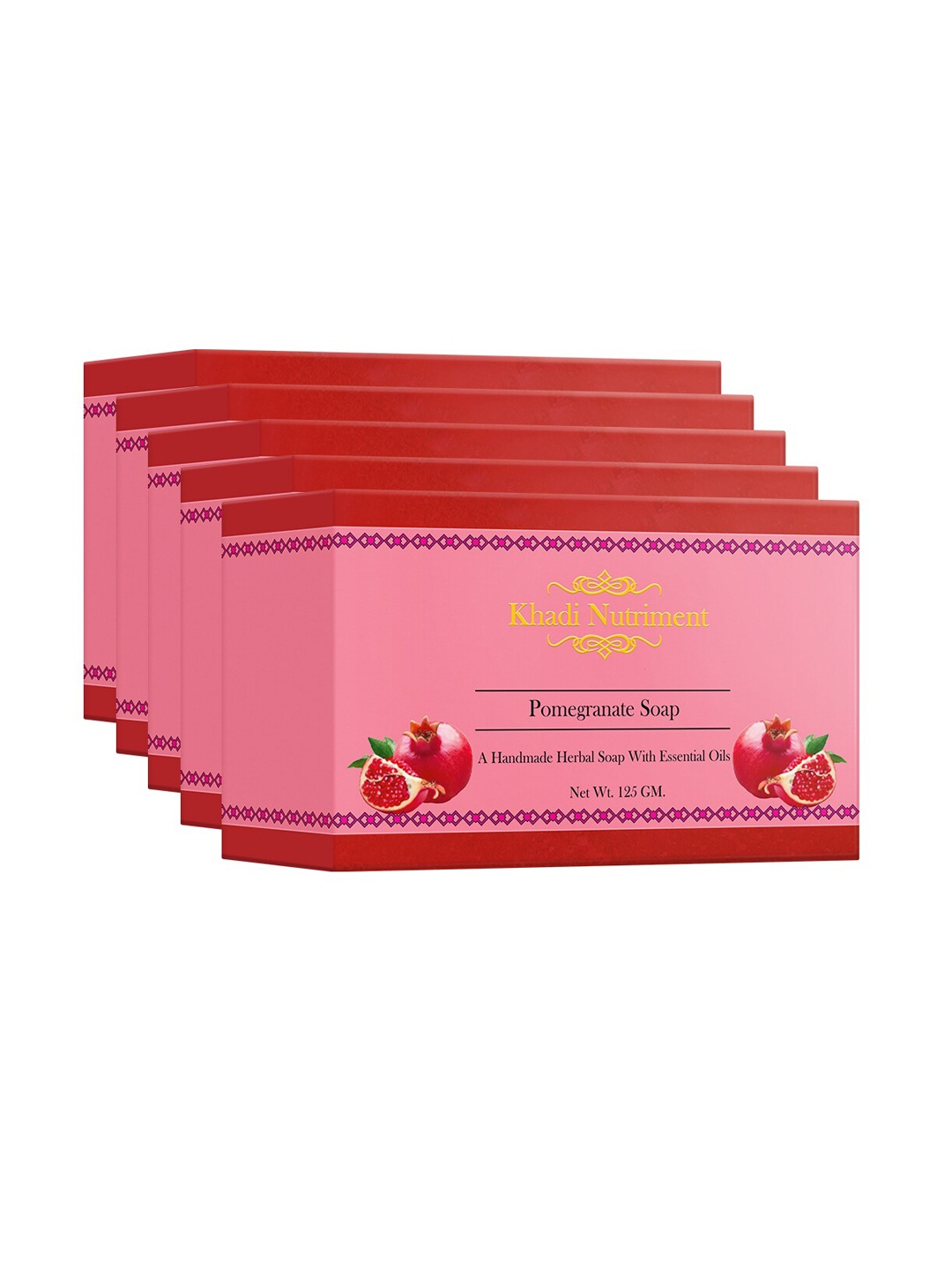 

Nutriment Set of 5 Pomegranate Soap - 125 g each, Red