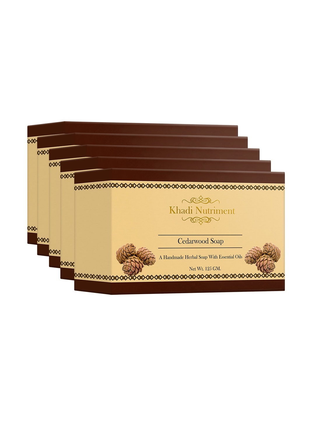 

Nutriment Set of 5 Khadi Cedarwood Soap 625 gm, Brown