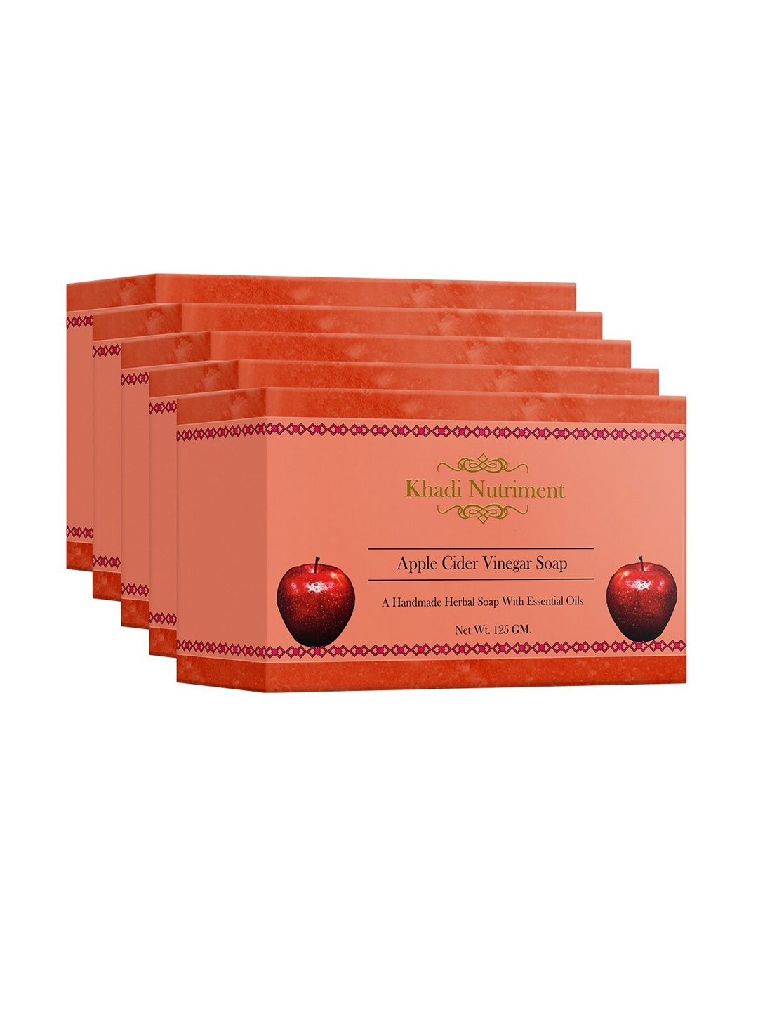 

Nutriment Set of 5 Apple Cider Vinegar Soap - 125 g each, Red