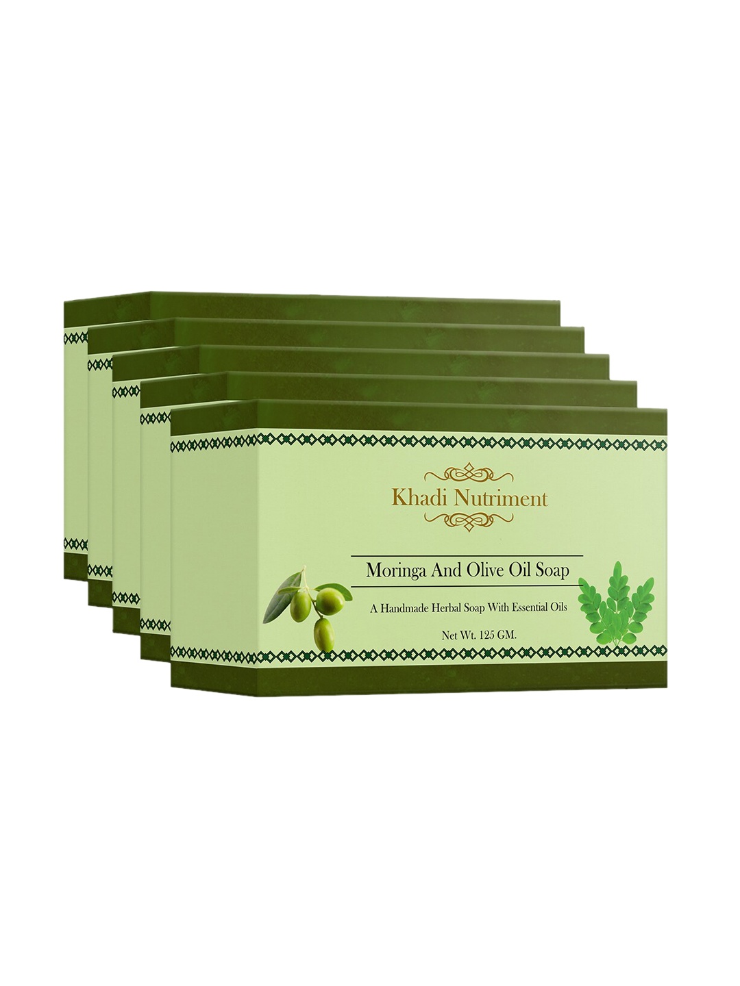 

Nutriment Pack of 5 Khadi Nutriment Moringa and Olive Oil Soap - 125 g Each, Green