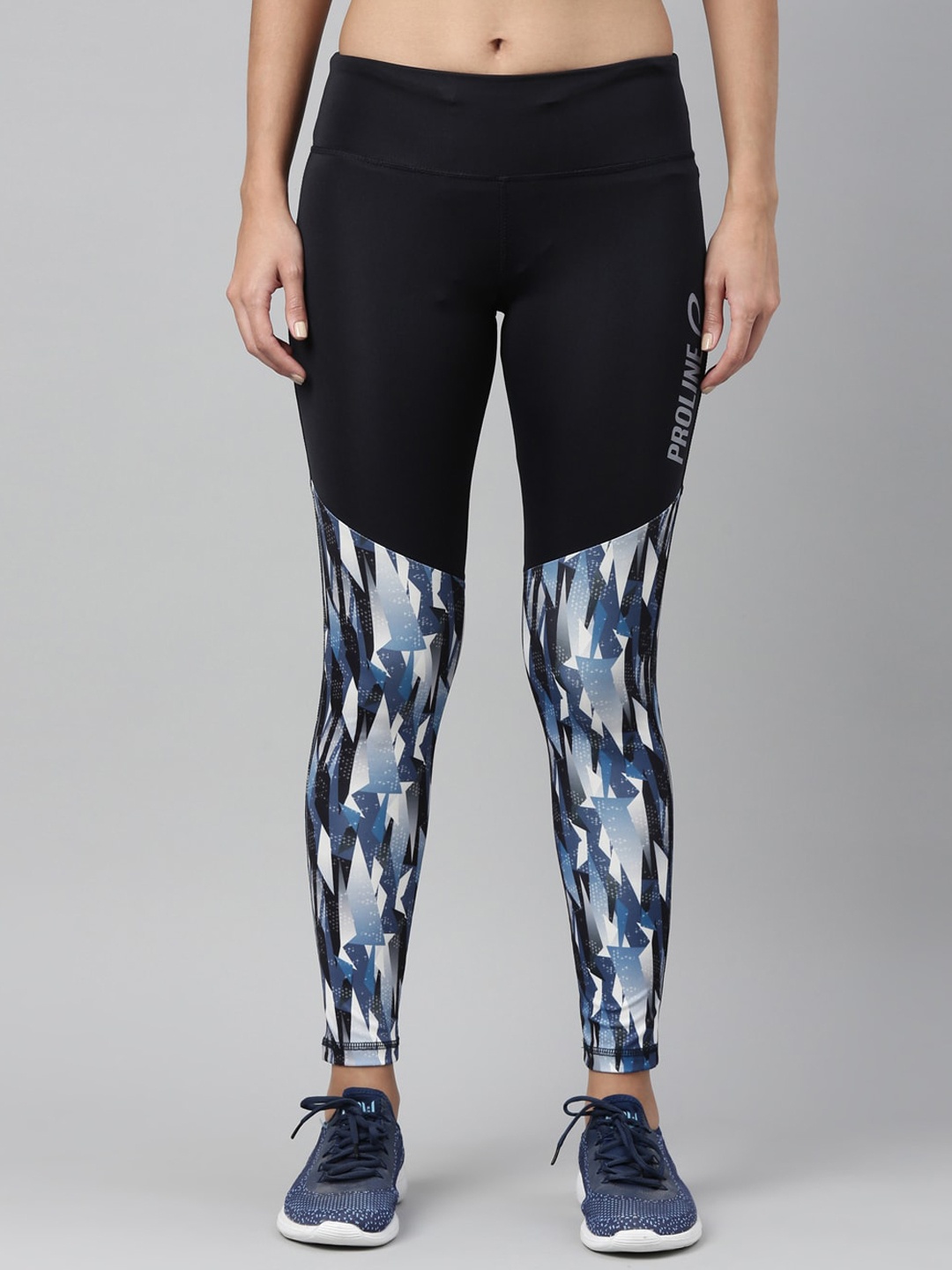 

Proline Women Printed Skinny Fit Mid Waist Tights, Black