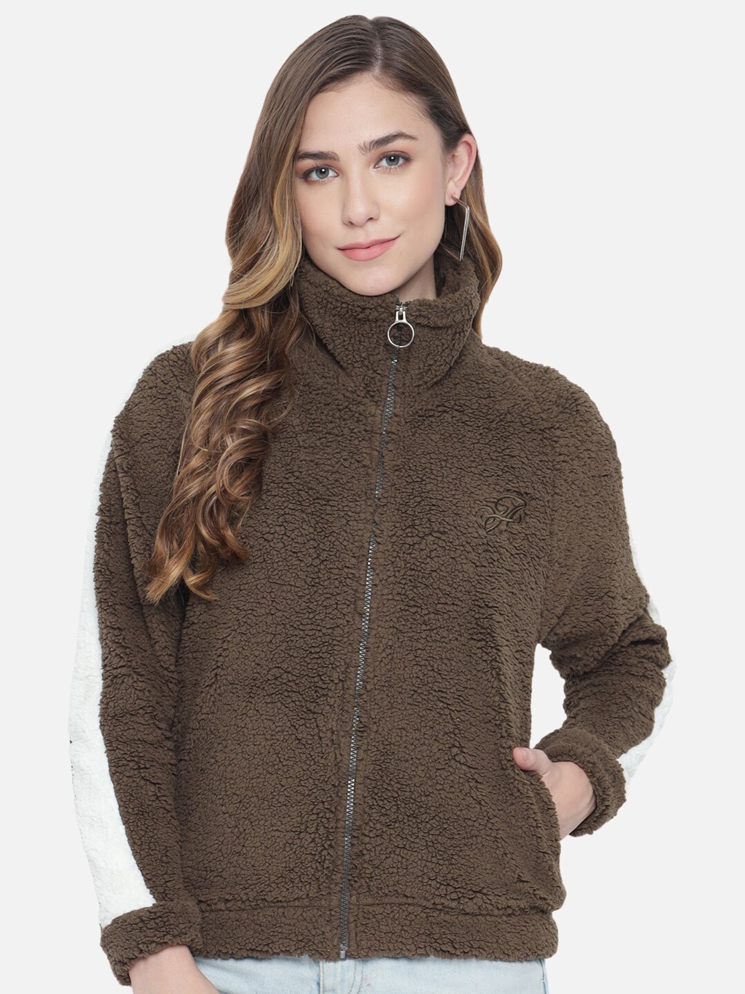 

ANTI CULTURE Women Olive Green Striped Sweatshirt