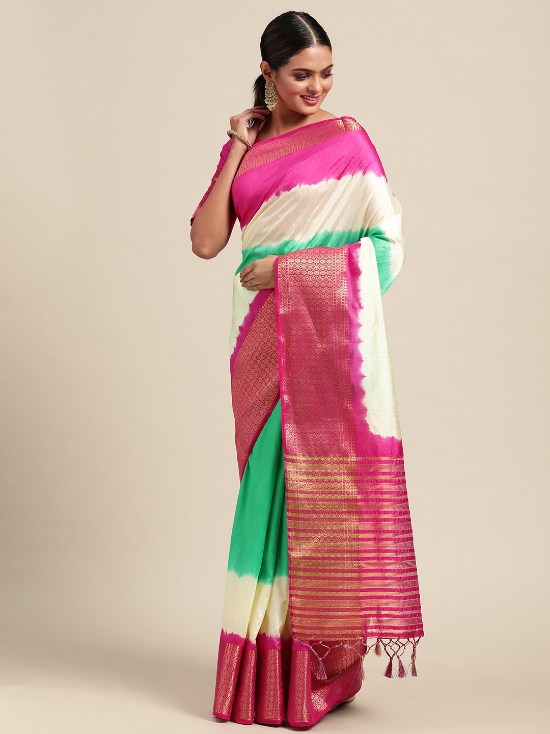 

Mitera Multicoloured Tie and Dye Saree, Multi