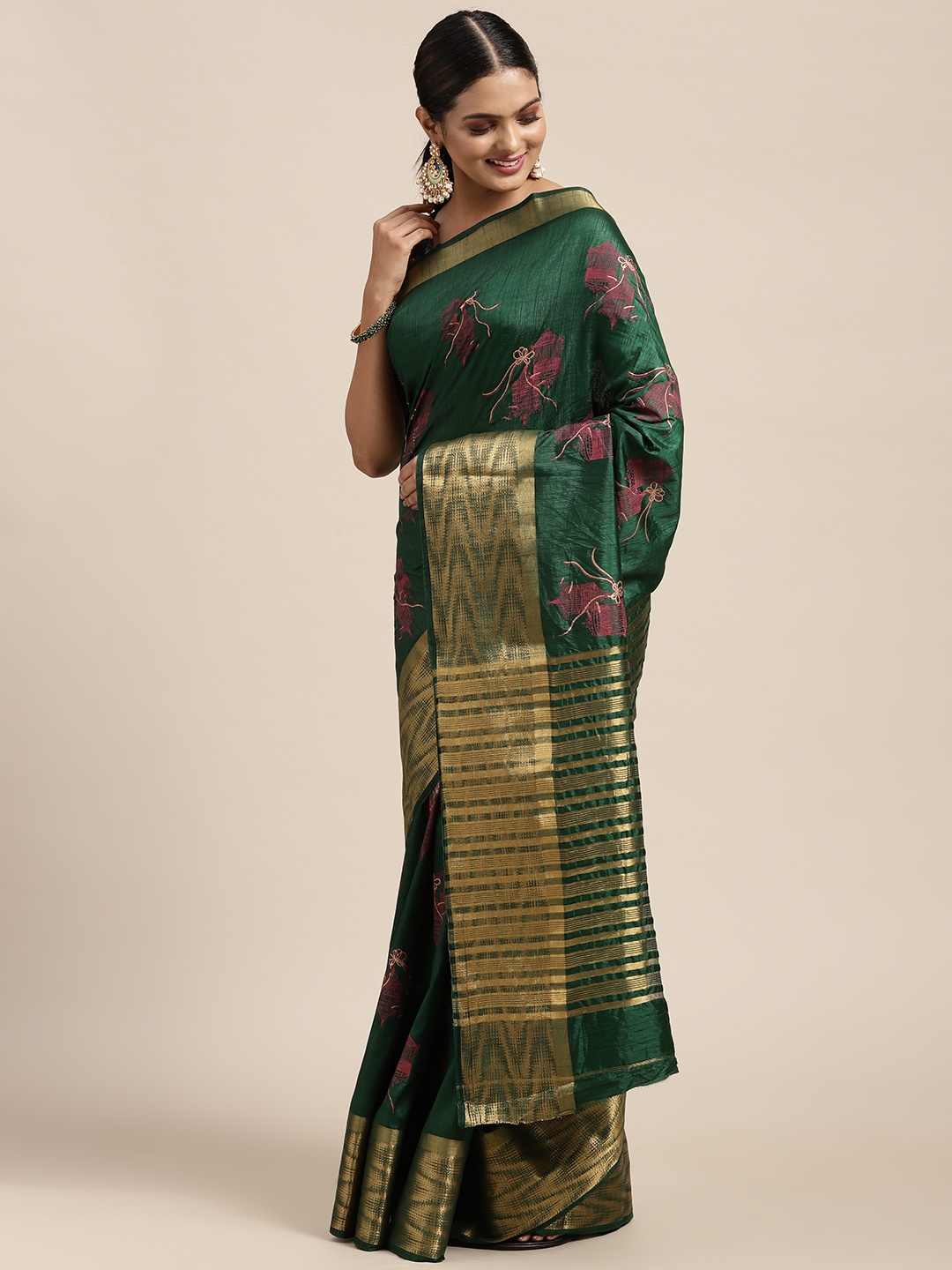 

Mitera Green Tie and Dye Saree