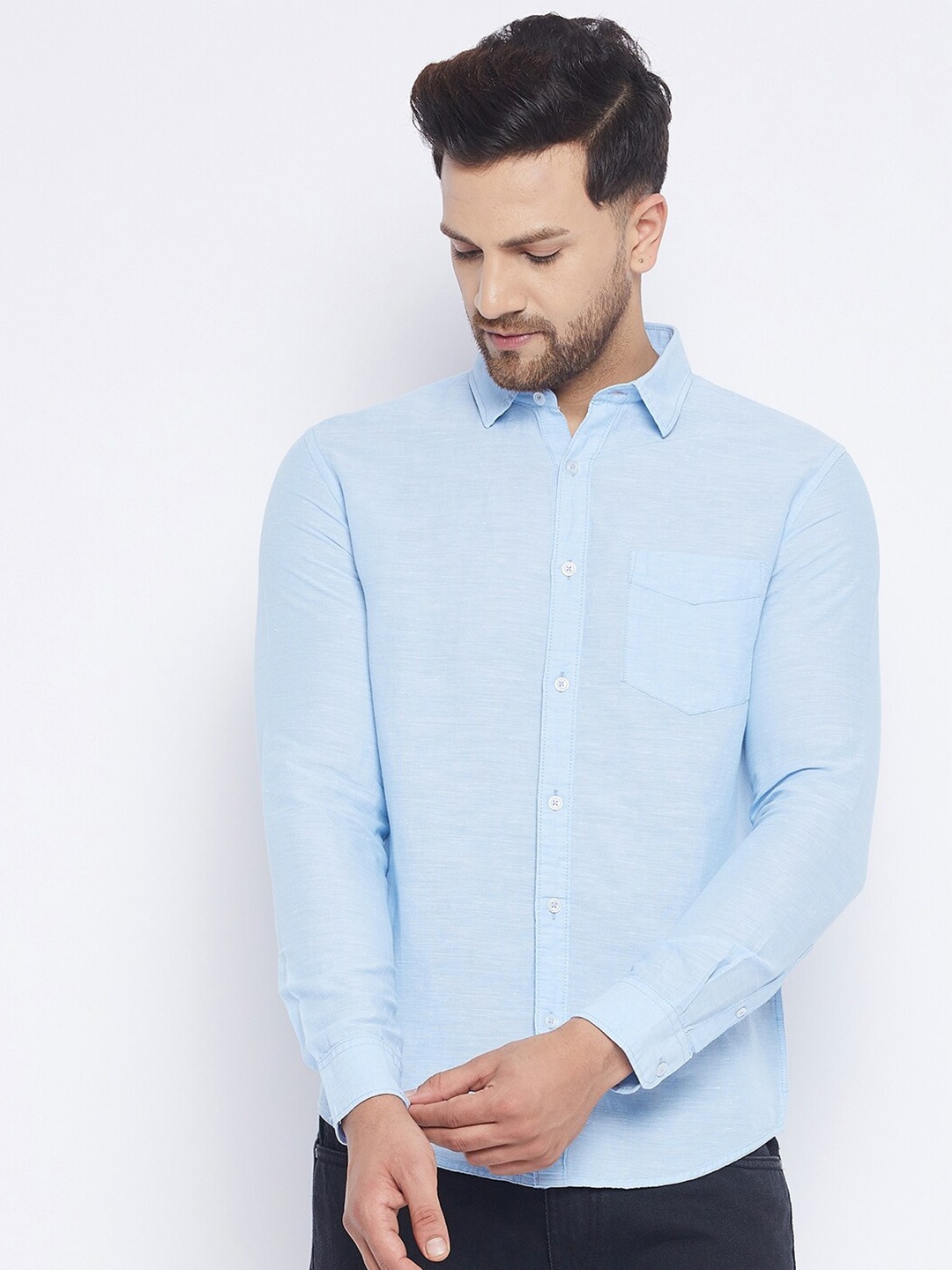 

Octave Men Blue Opaque Pure Cotton Casual Shirt