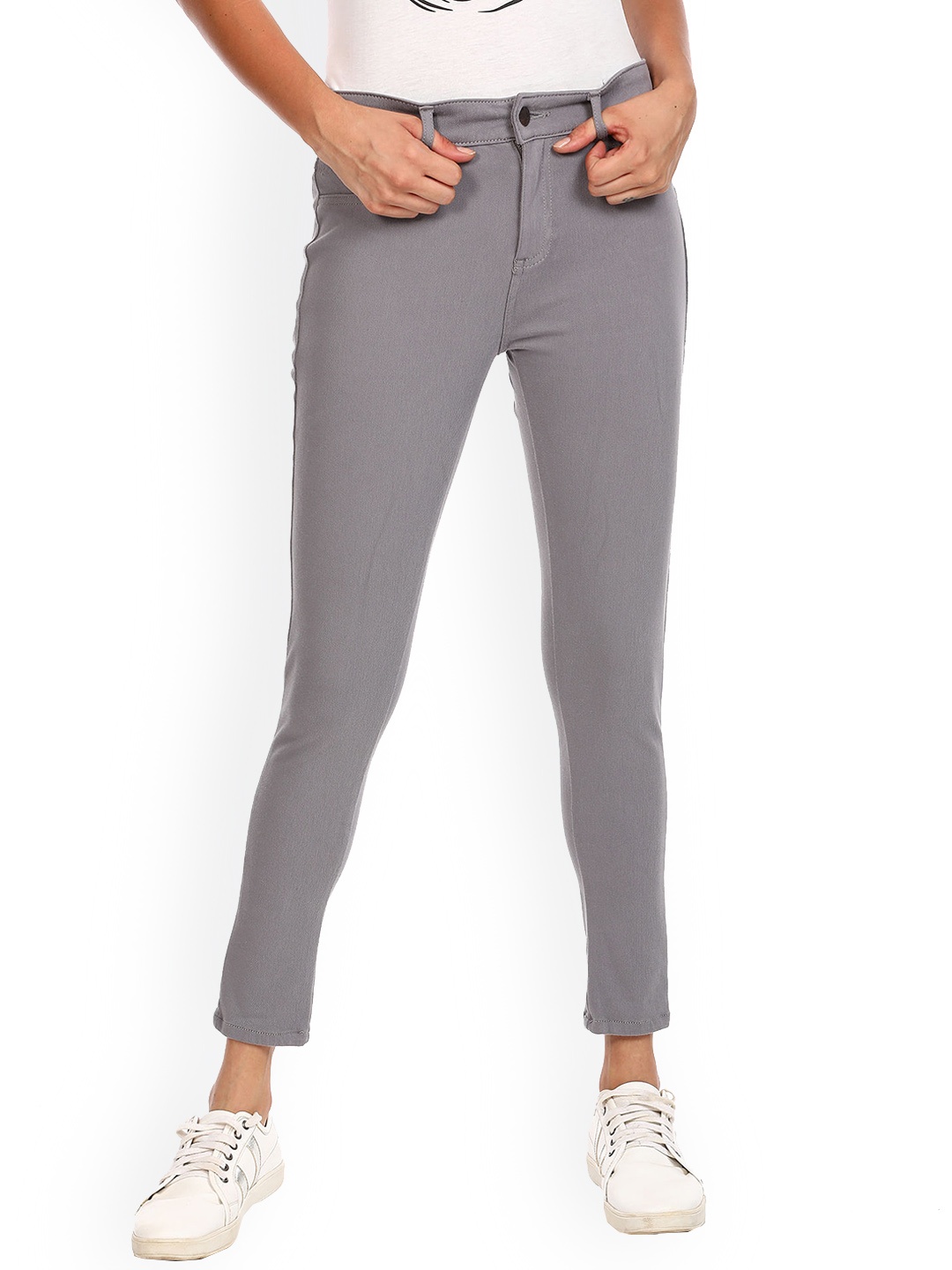 

sugr Women Grey Mid-Rise Solid Jeggings