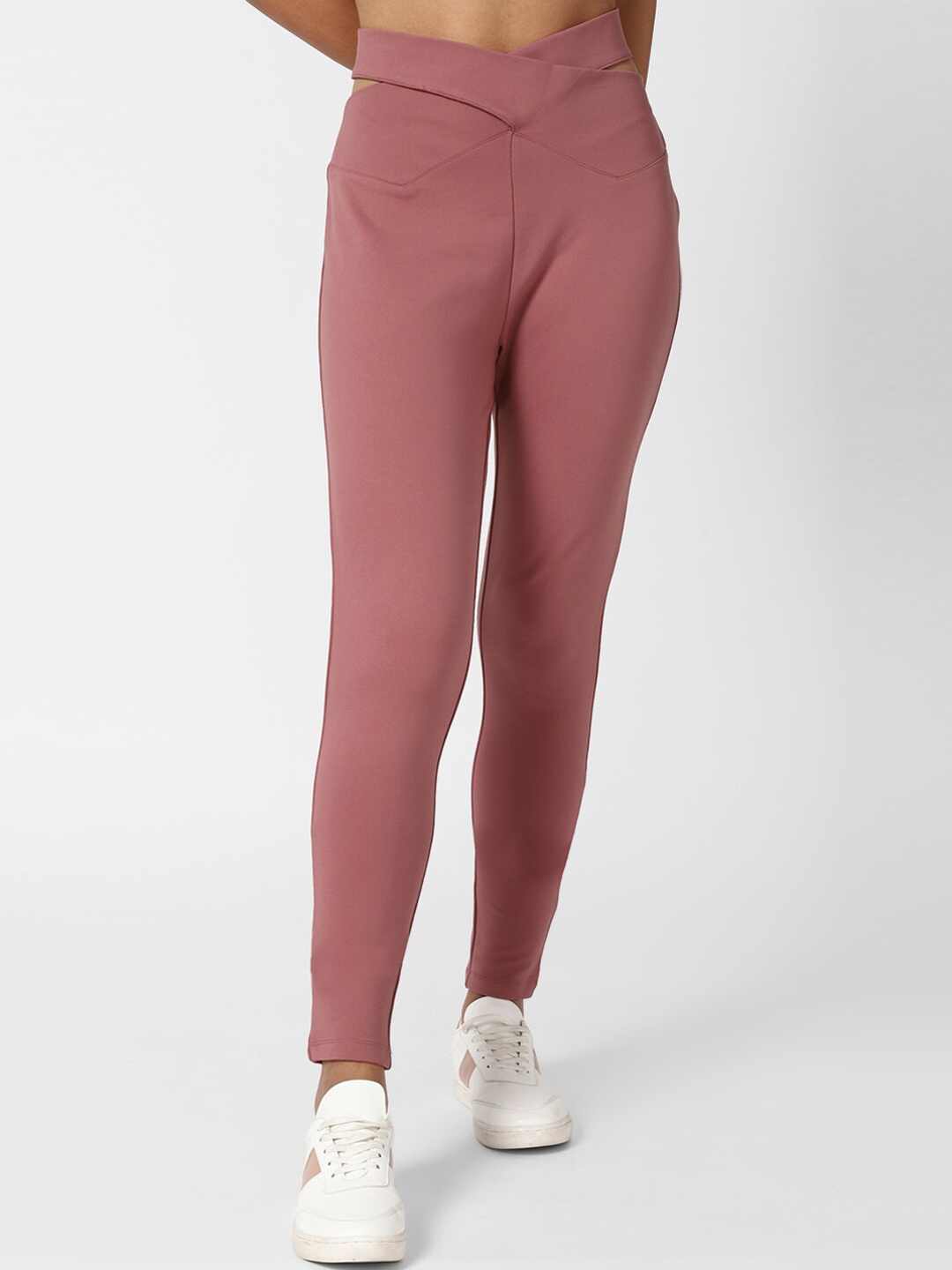 

FOREVER 21 Women Pink Solid Knit Leggings