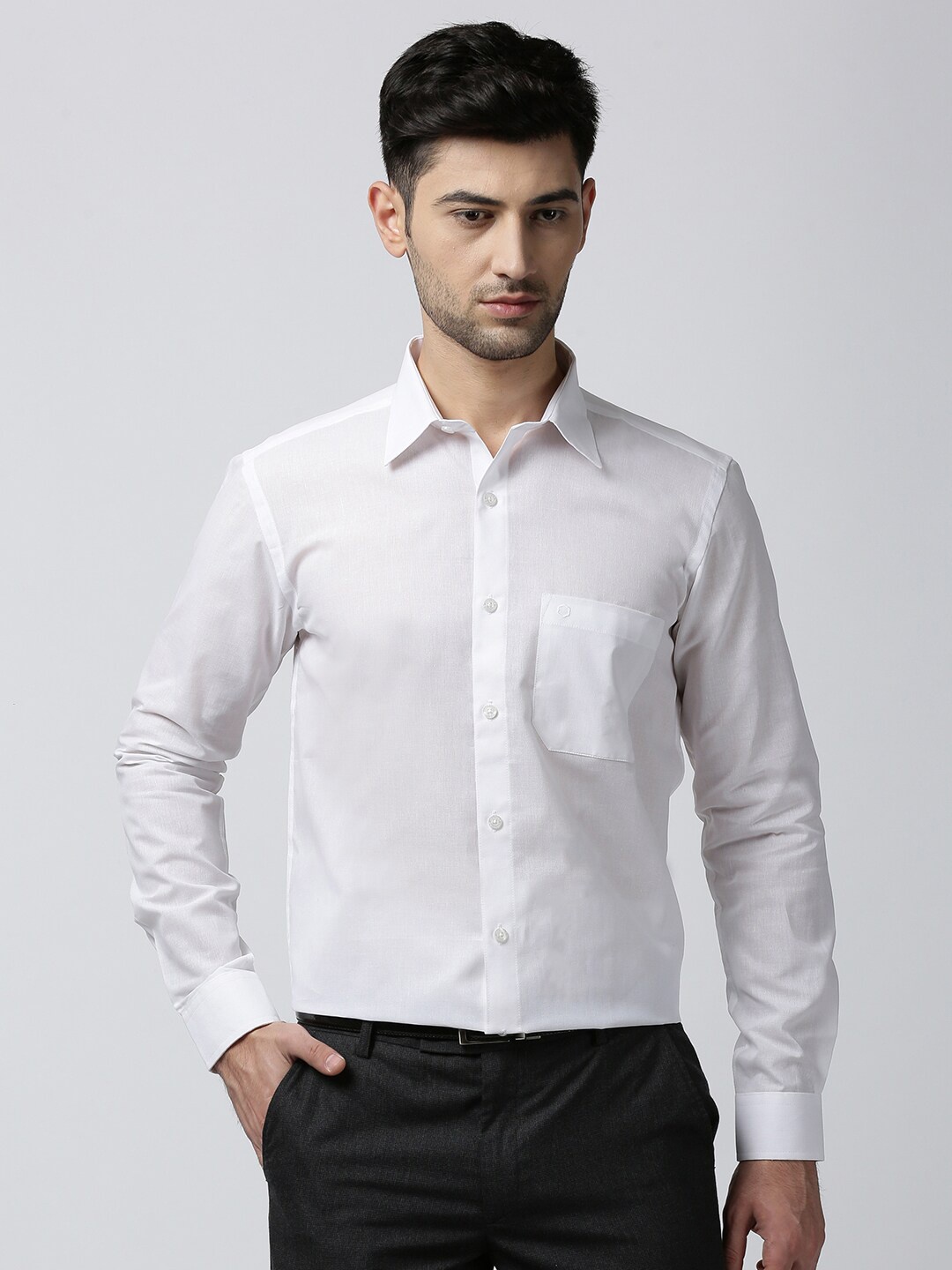 

Jansons Men White Opaque Pure Cotton Formal Shirt
