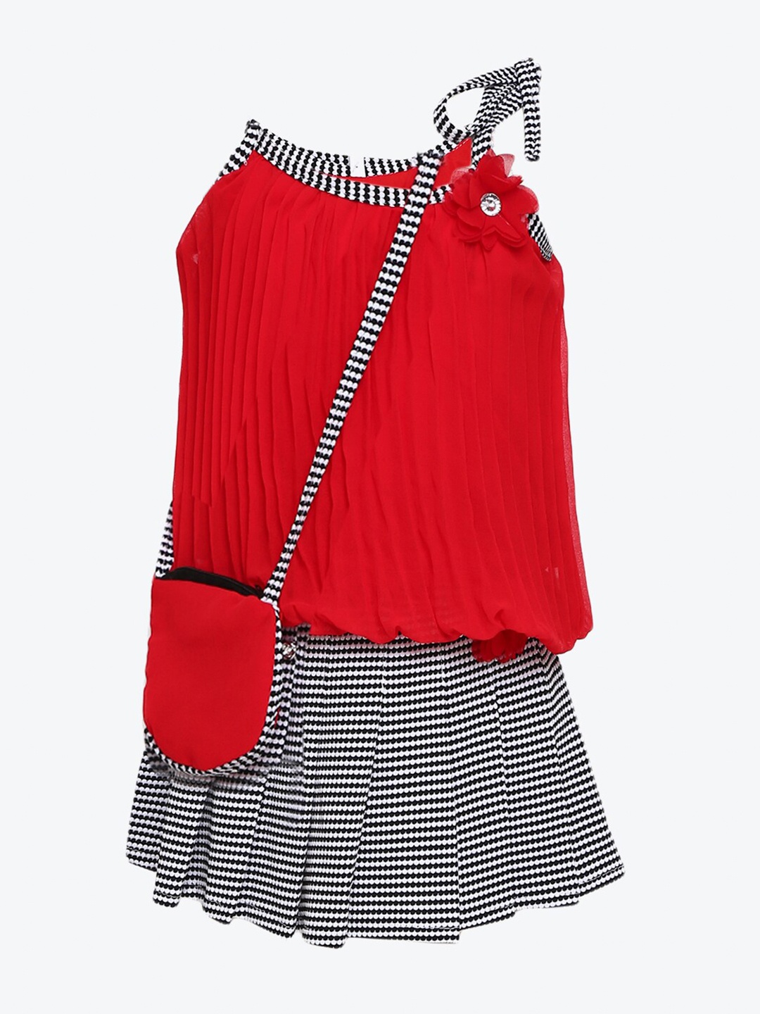 

Aarika Girls Red & White Top with Skirt