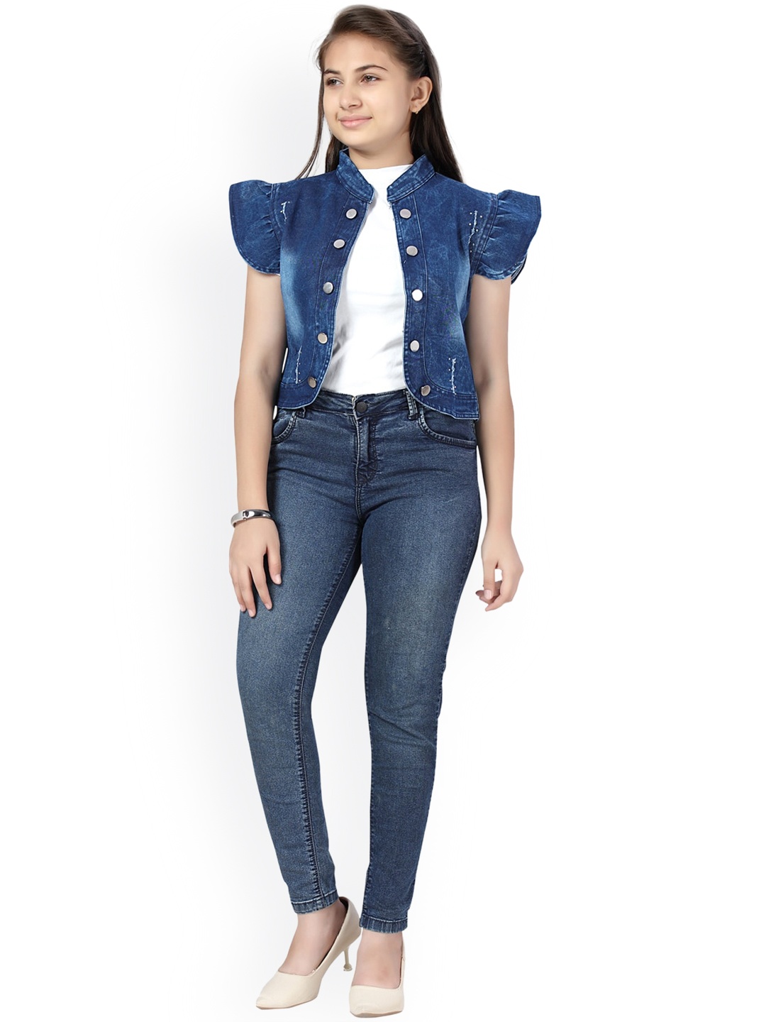 

Aarika Girls Blue Crop Denim Jacket