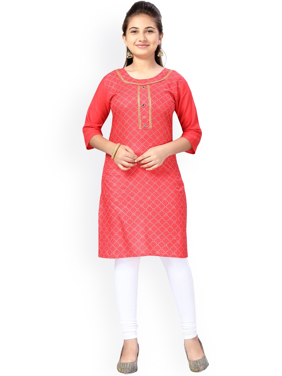 

Aarika Girls Red Printed Kurta