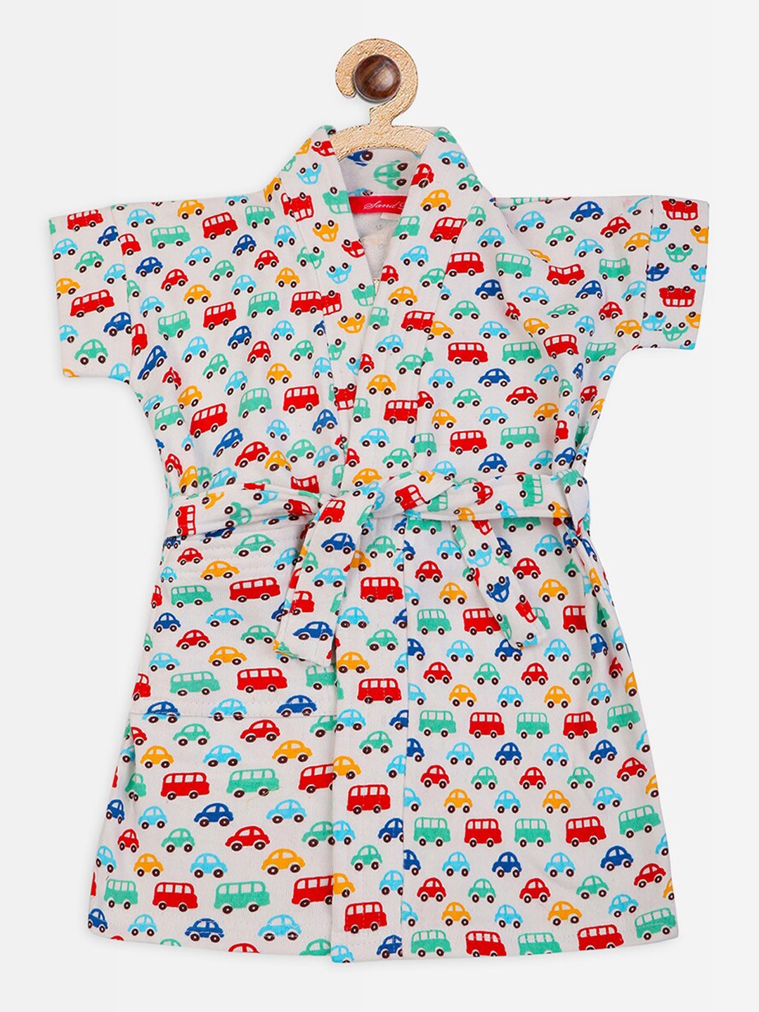 

Sand Dune Kids White & Red Printed Pure Terry Cotton Bath Robe