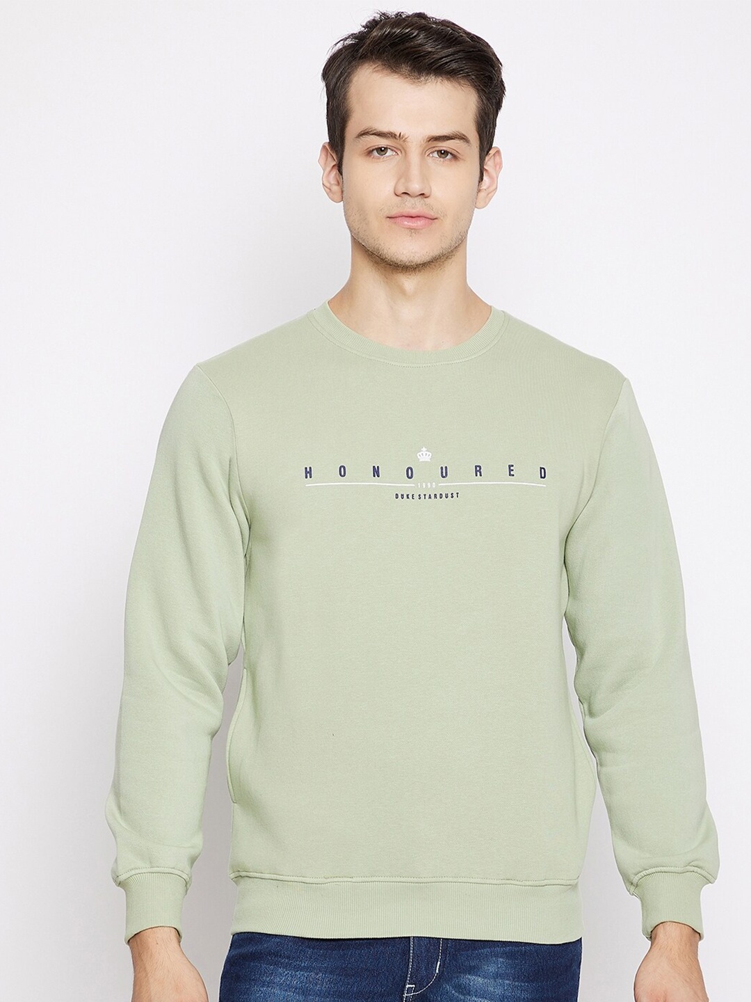 

Duke Men Green Printed Sweatshirt