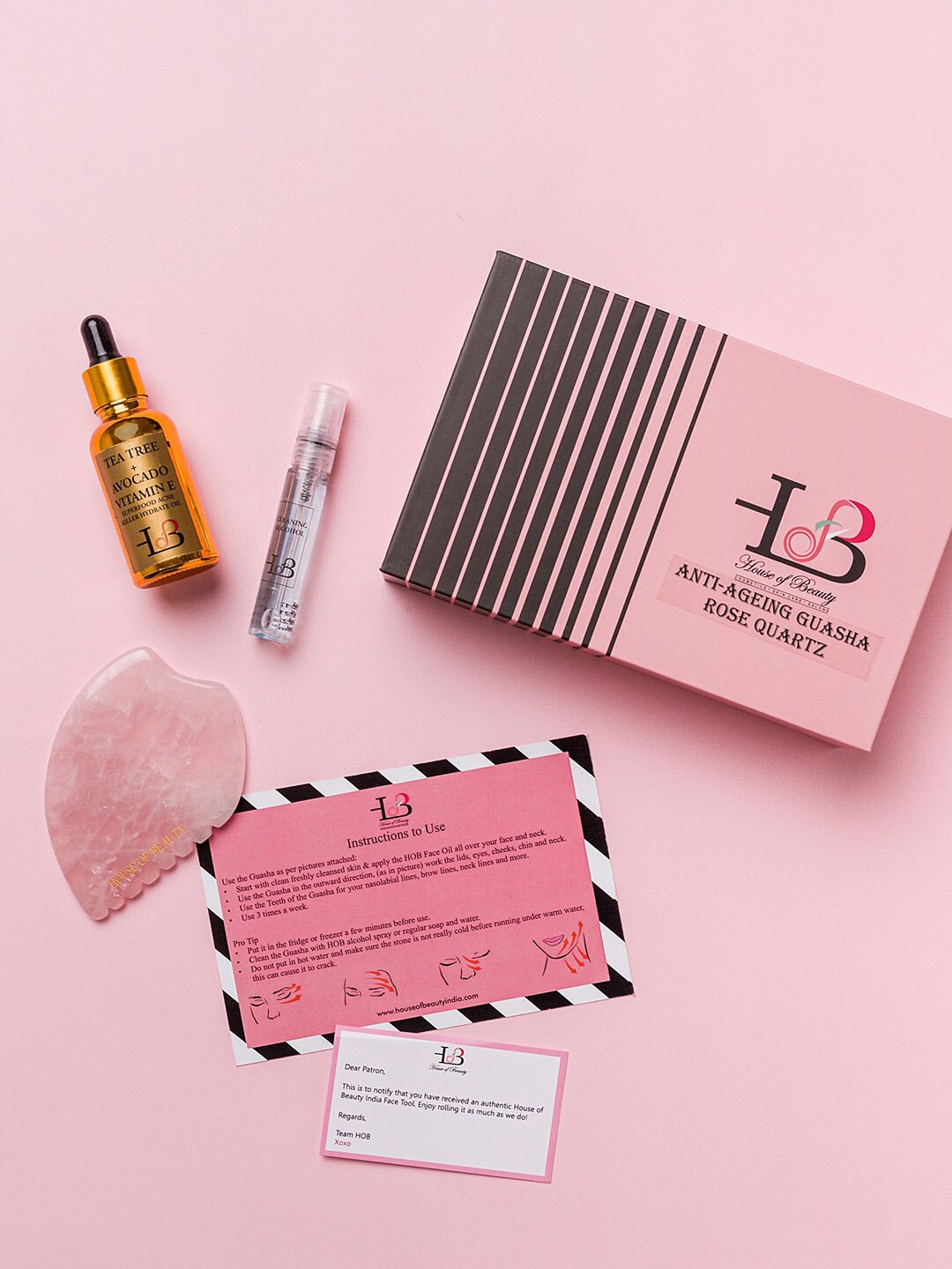 

House of Beauty Pink Rose Quartz Anti-Ageing Guasha