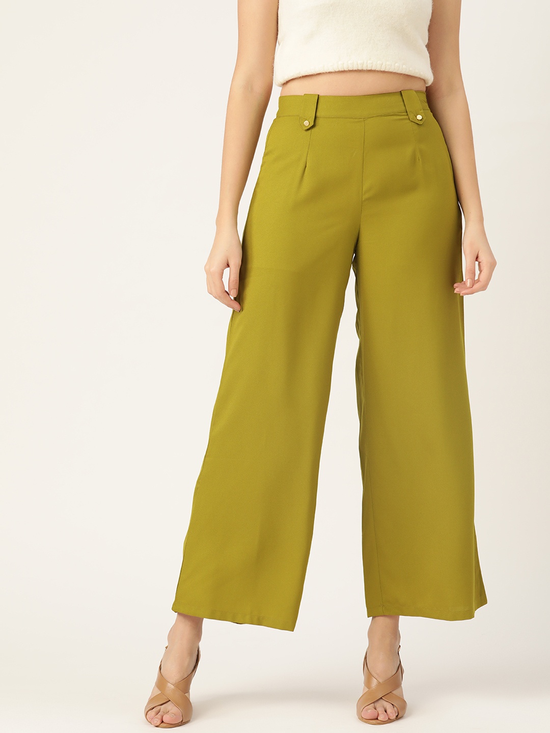 

DressBerry Women Green Textured Knit Parallel Trousers