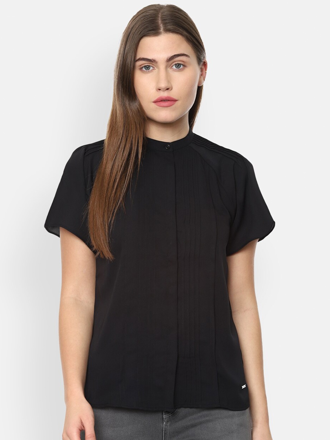 

Van Heusen Woman Black Opaque Casual Shirt