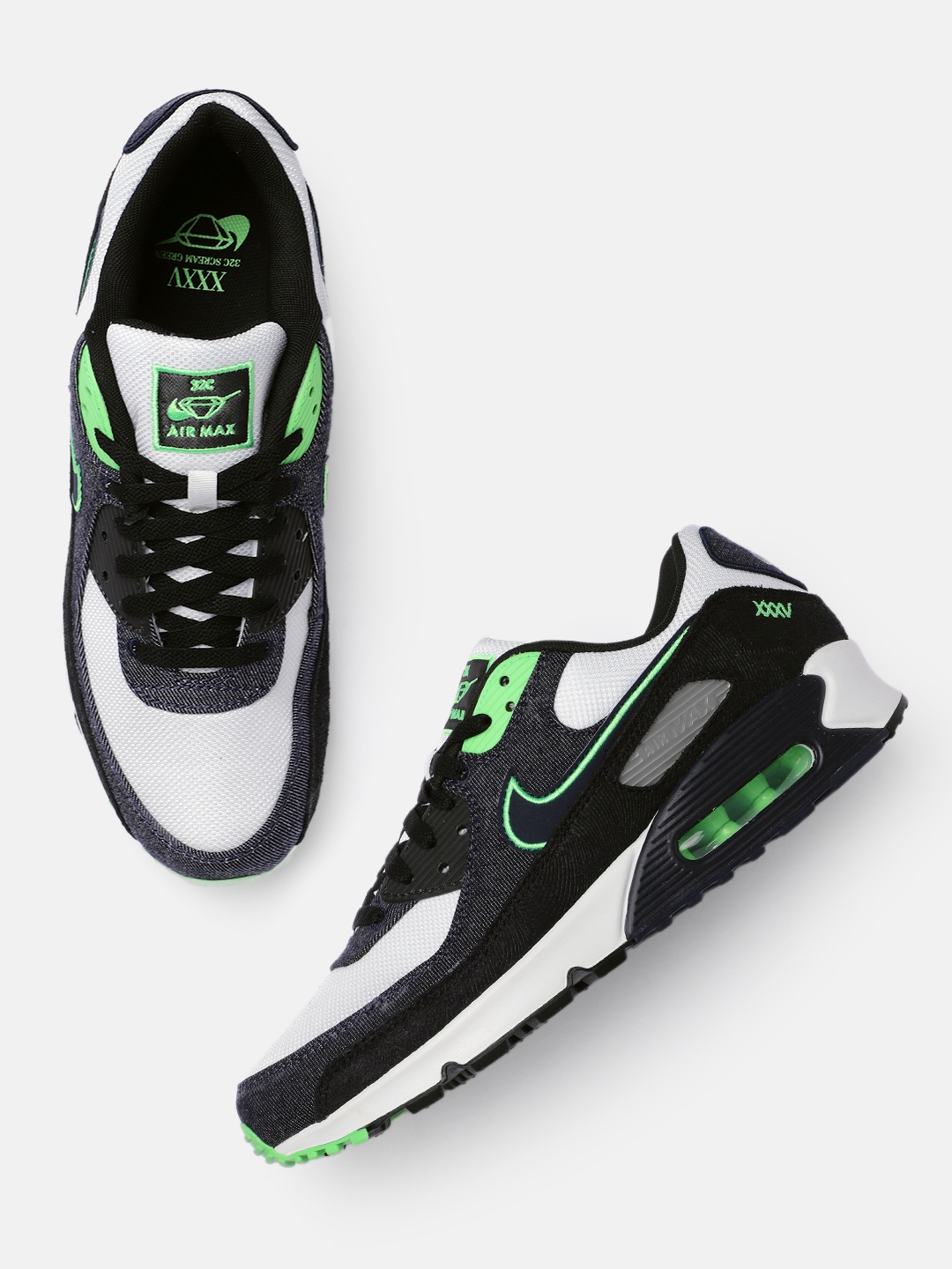 

Nike Men Black & White AIR MAX 90 Sneakers