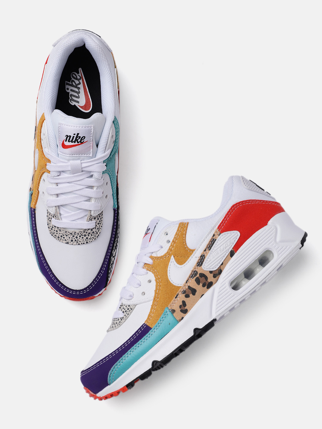 

Nike Women White Animal Printed Leather Air Max 90 SE Sneakers