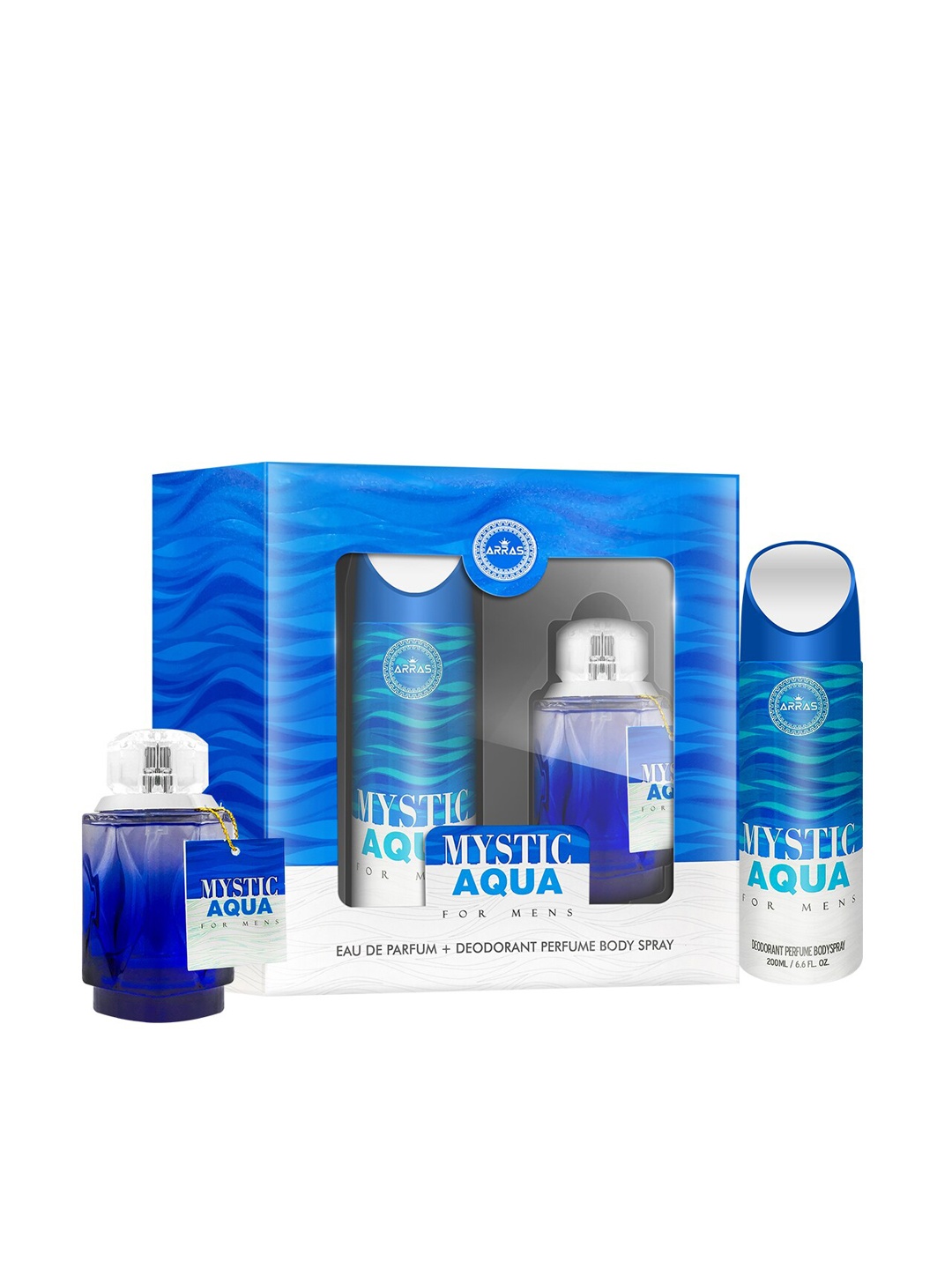 

Arras Mystic Aqua Eau De Parfum & Deodorant Gift Set 300ml, Blue