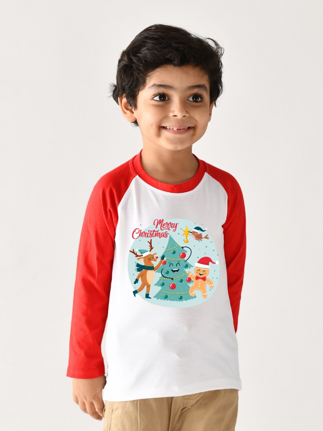 

KNITROOT Unisex Kids White & Red Printed T-shirt