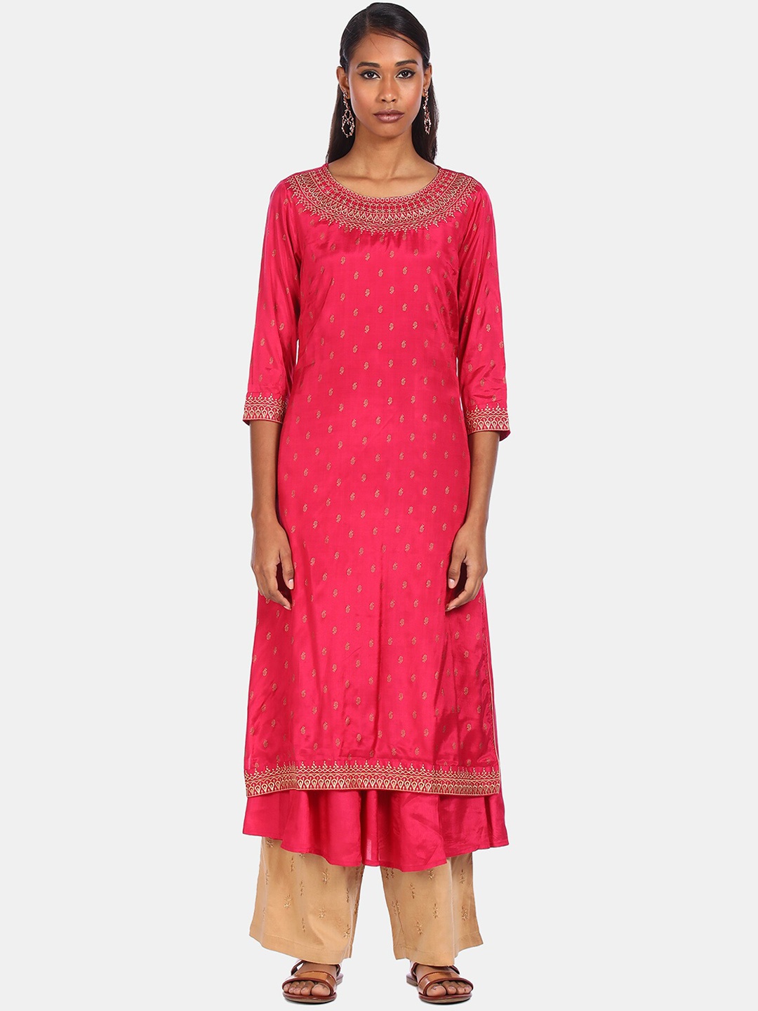 

Anahi Woman Pink Embroidered Layered Anarkali Kurta
