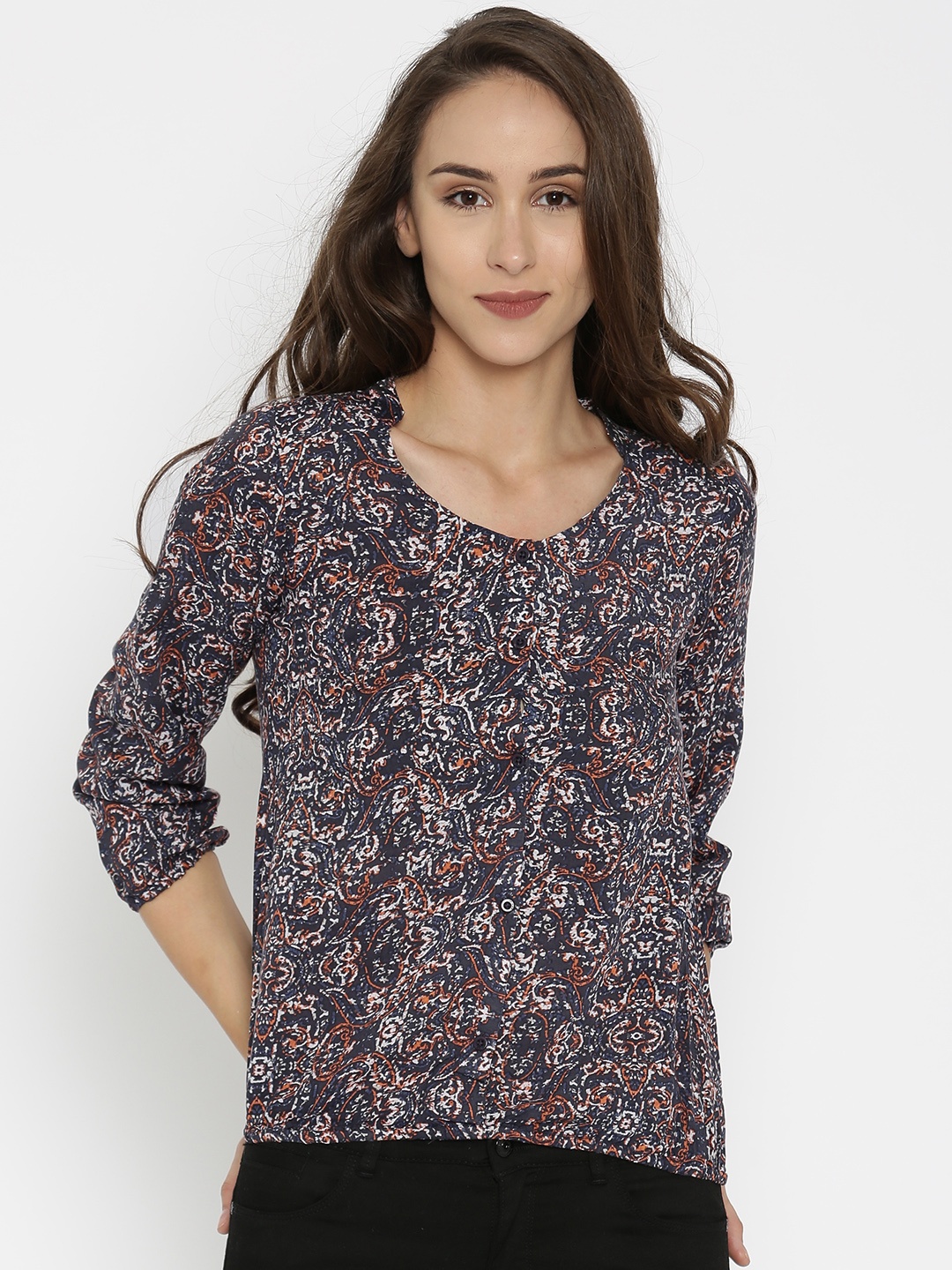

SPYKAR Women Blue Printed Casual Shirt