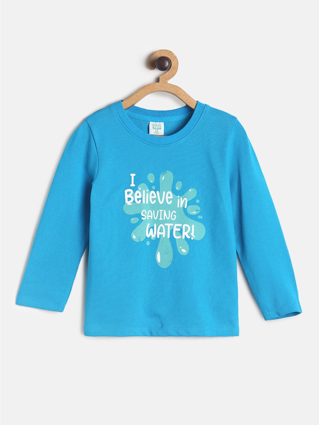 

MINI KLUB Boys Blue Typography Printed Cotton T-shirt