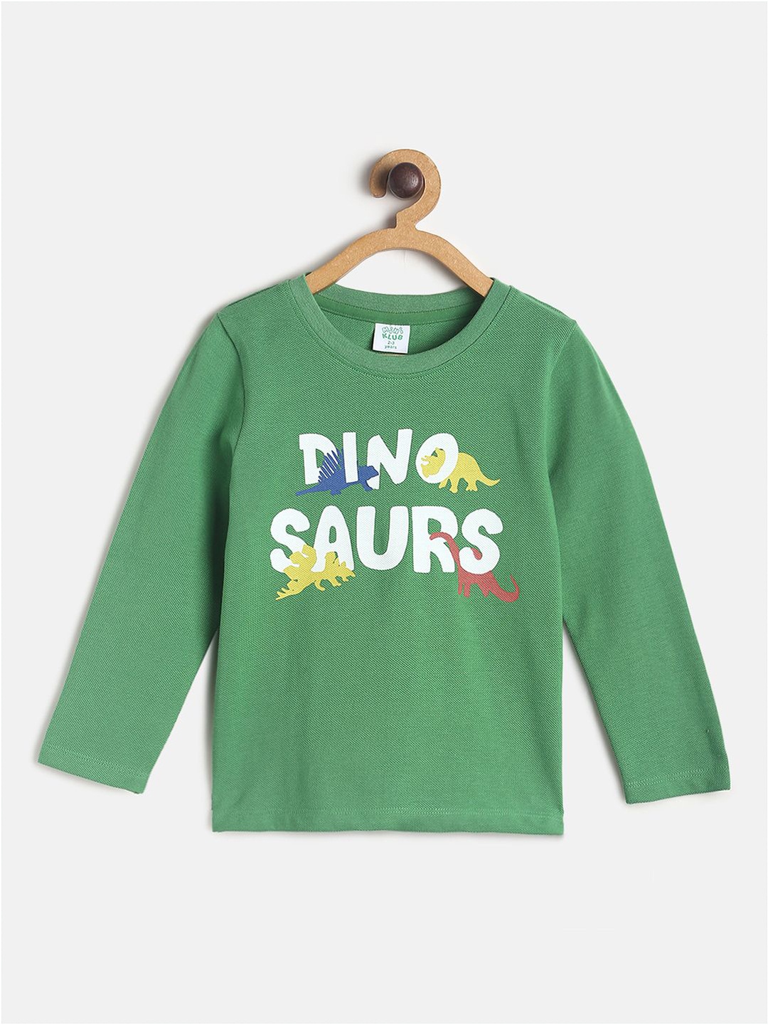 

MINI KLUB Boys Green & White Typography Printed T-shirt