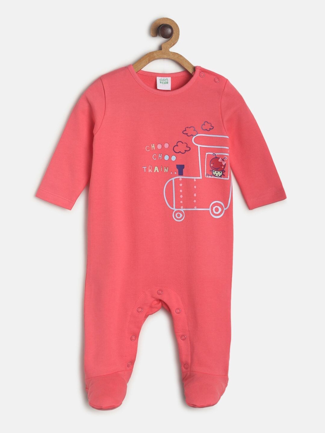 

MINI KLUB Infant Girls Pink & Blue Printed Pure Cotton Sleepsuit