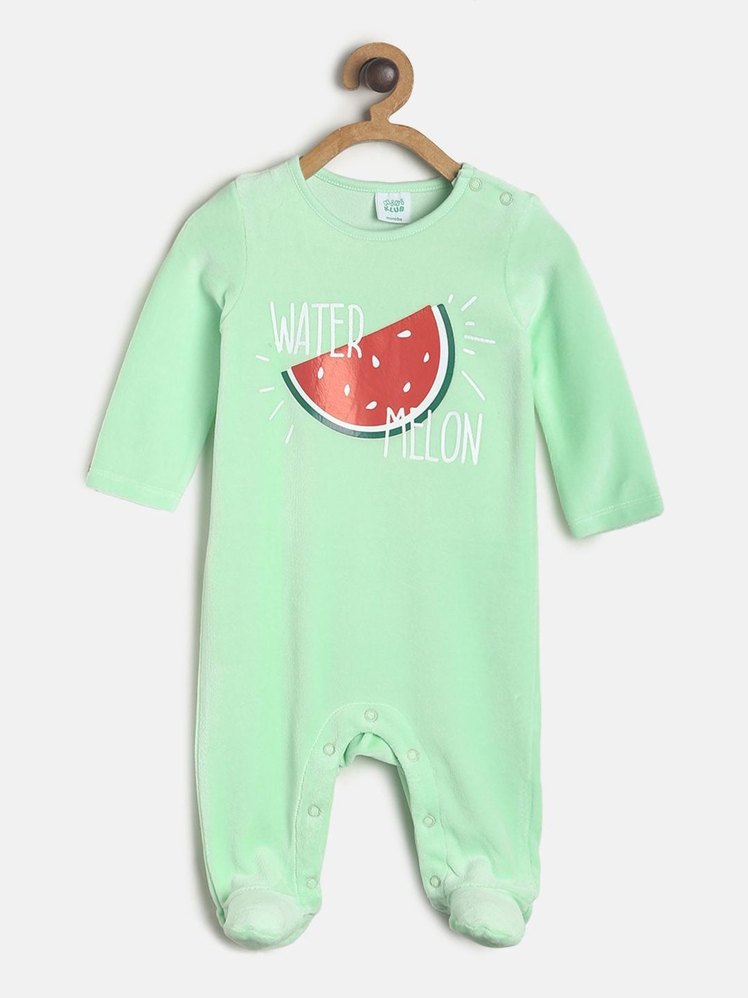 

MINI KLUB Girls Green & Red Printed Sleepsuit