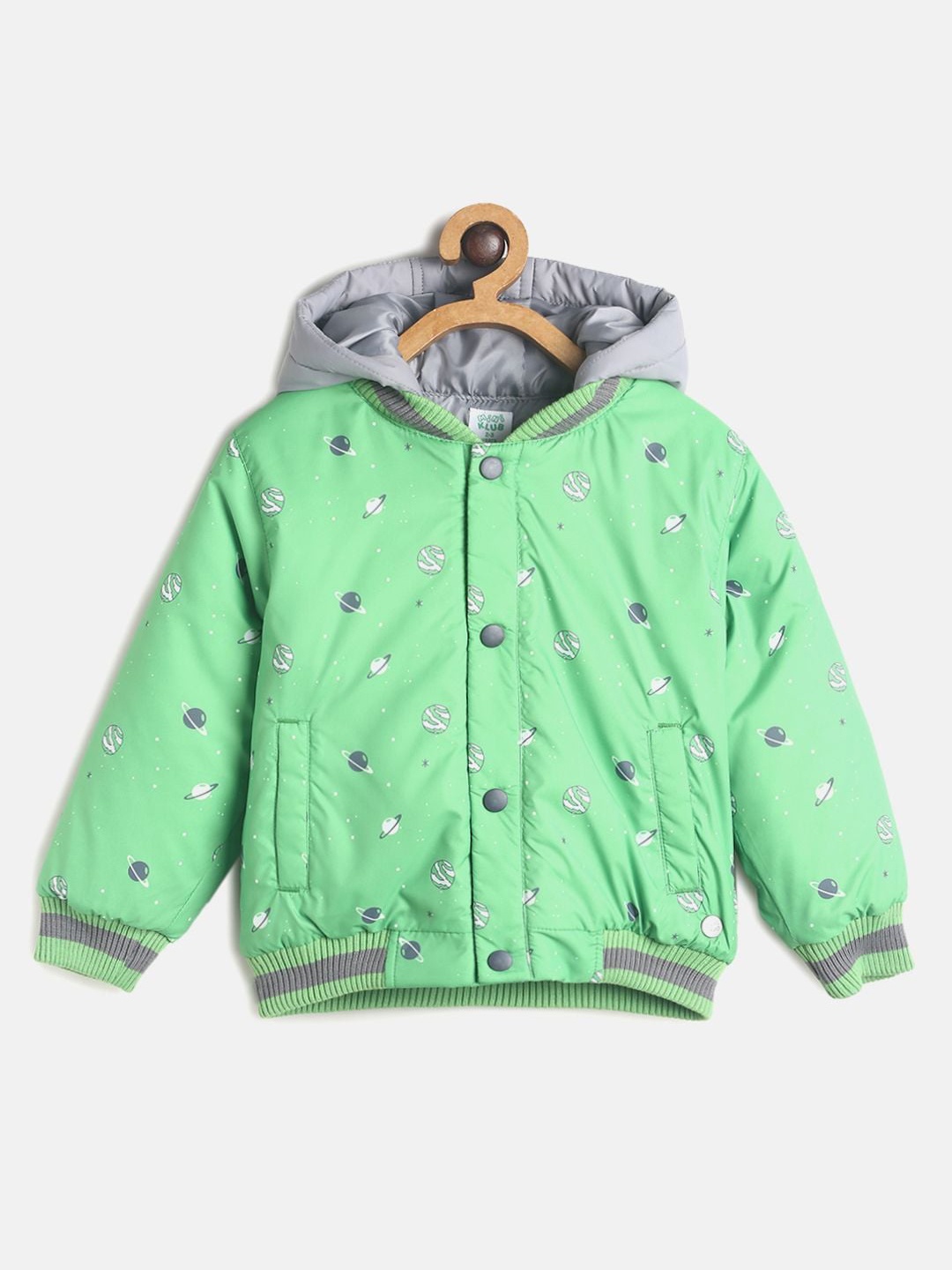 

MINI KLUB Boys Green & Grey Geometric Lightweight Padded Jacket