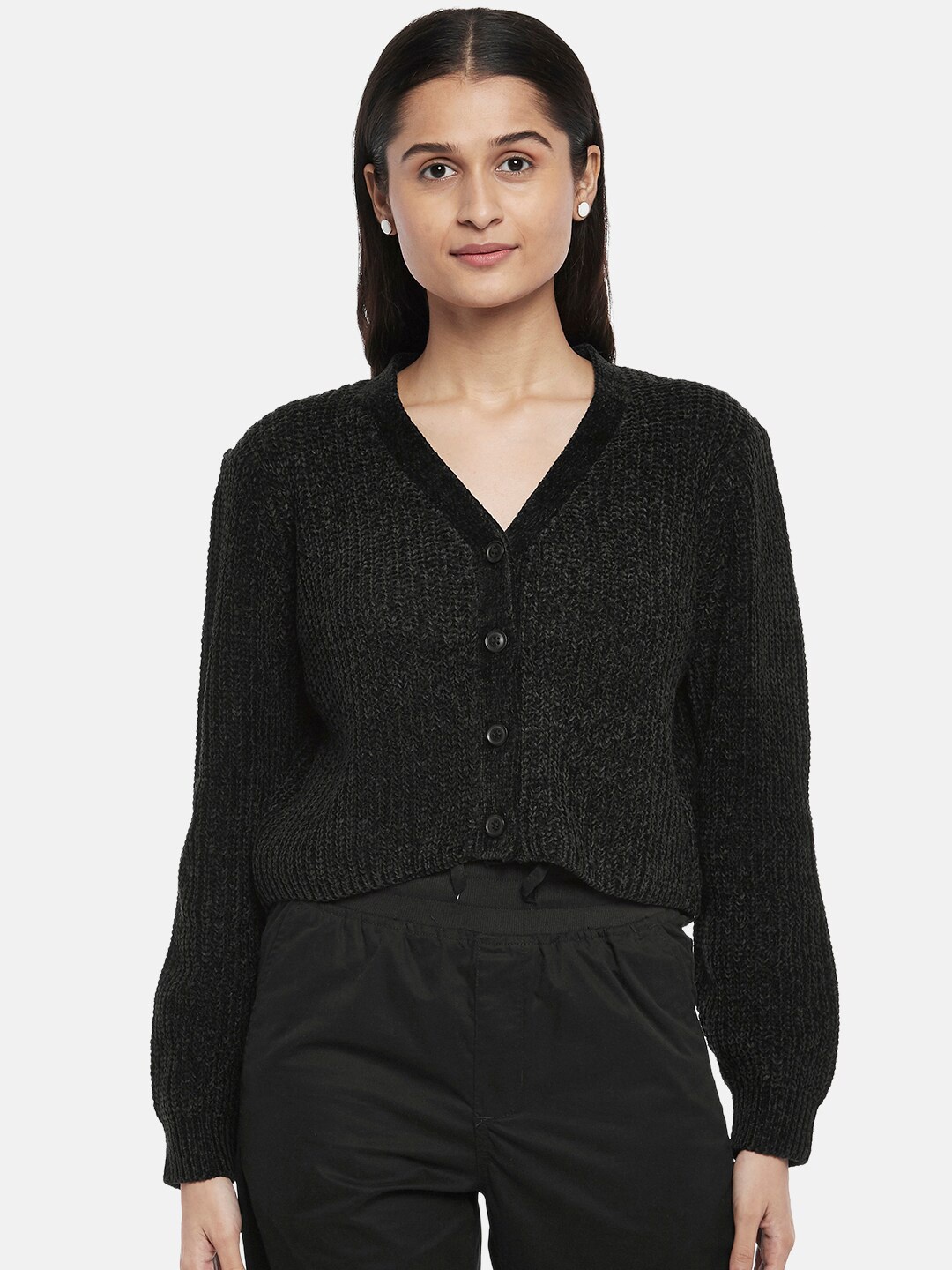 

Honey by Pantaloons Women Black Cardigan