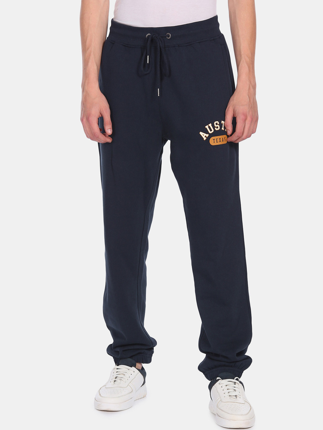 

Aeropostale Men Navy Blue Solid Pure Cotton Joggers