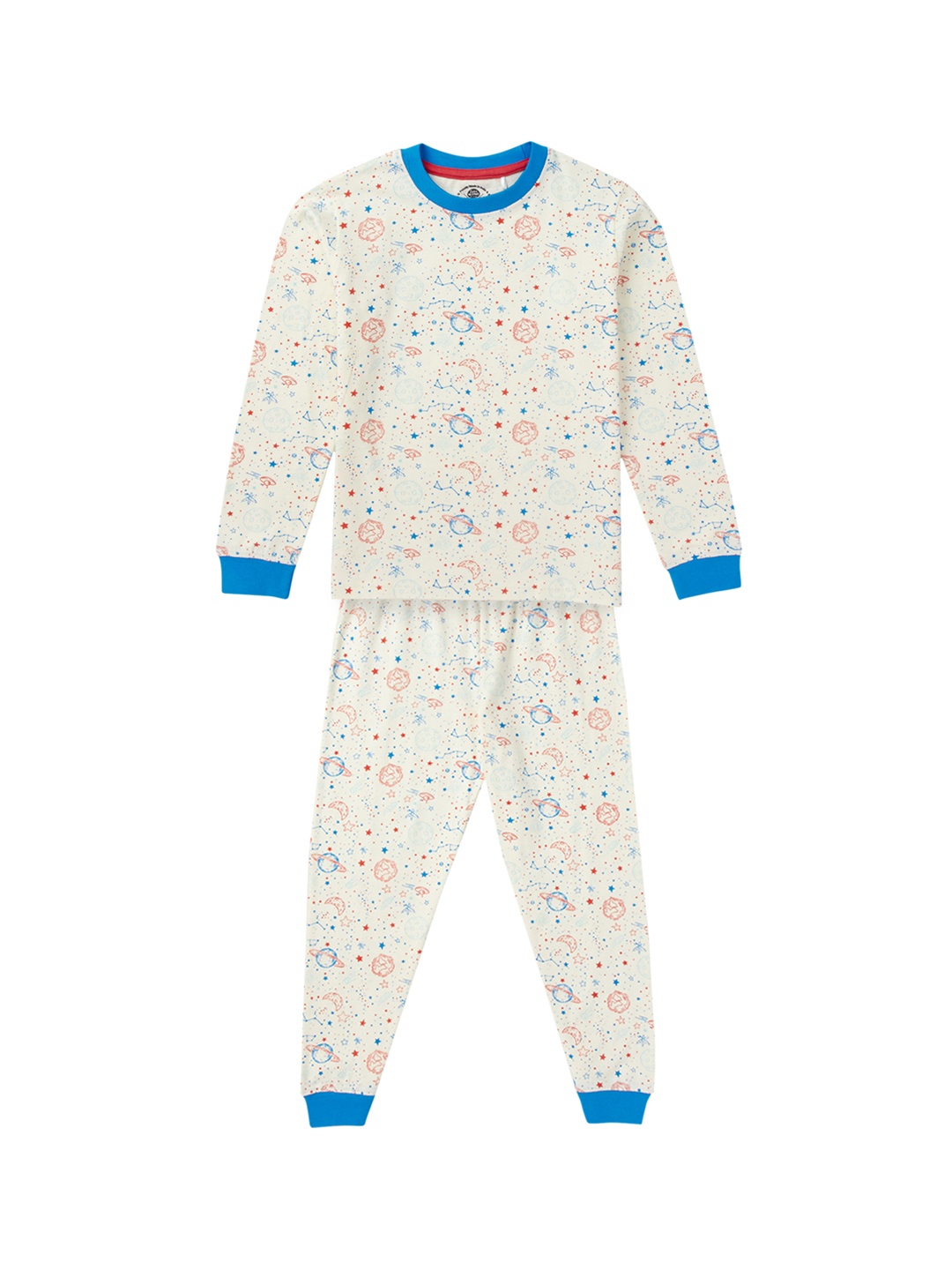 

Cub McPaws Boys White & Pink Printed Night suit