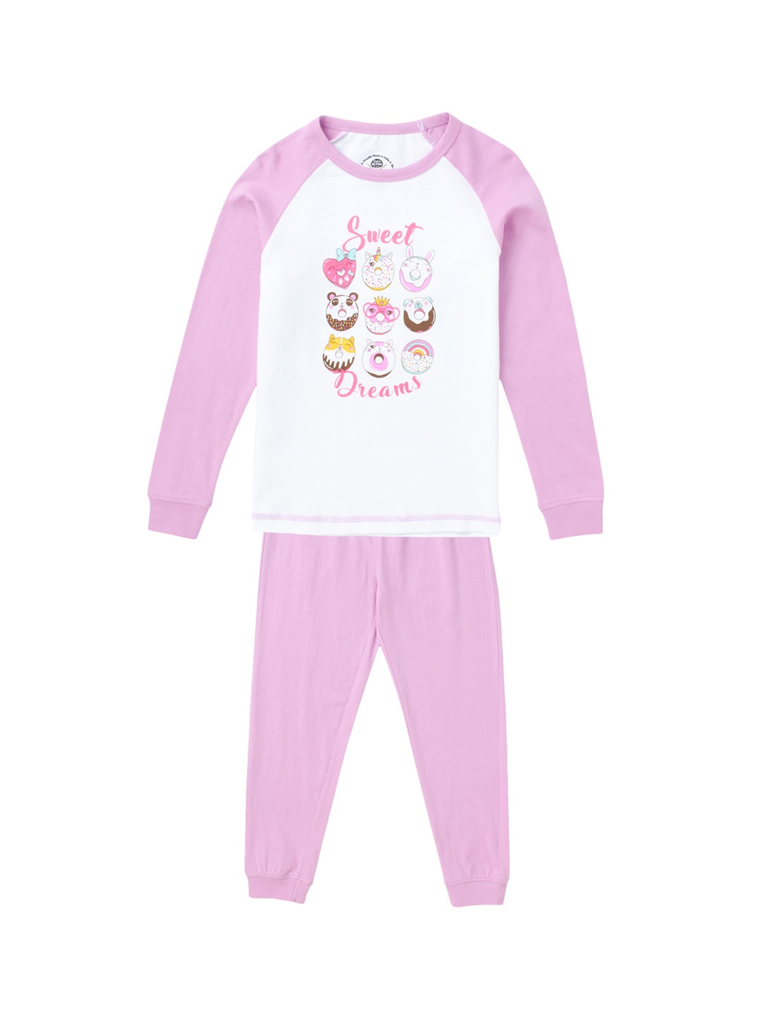 

Cub McPaws Girls Pink & White Printed Night suit