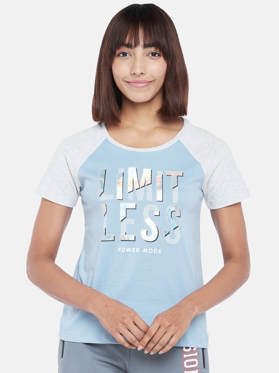 

Ajile by Pantaloons Woman Blue Typography Printed T-shirt